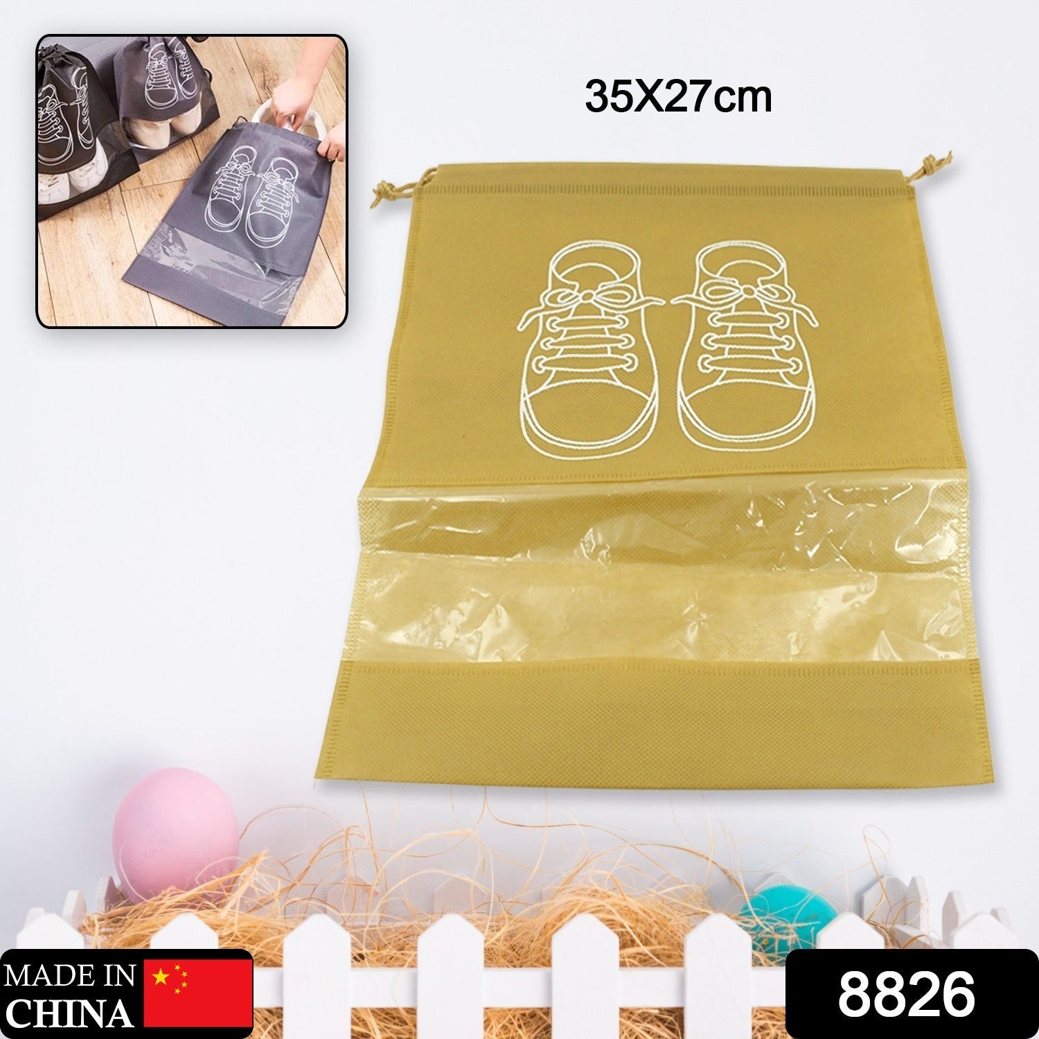 Beach Bag Shoes Storage Bag Closet Organizer Non-woven Travel Portable Bag Waterproof Pocket Clothing Classified Hanging Bag shoe bag luggage travel Portable Shoe Pouch Non Woven Transparent Window (1 Pc ) Eshaan Traders