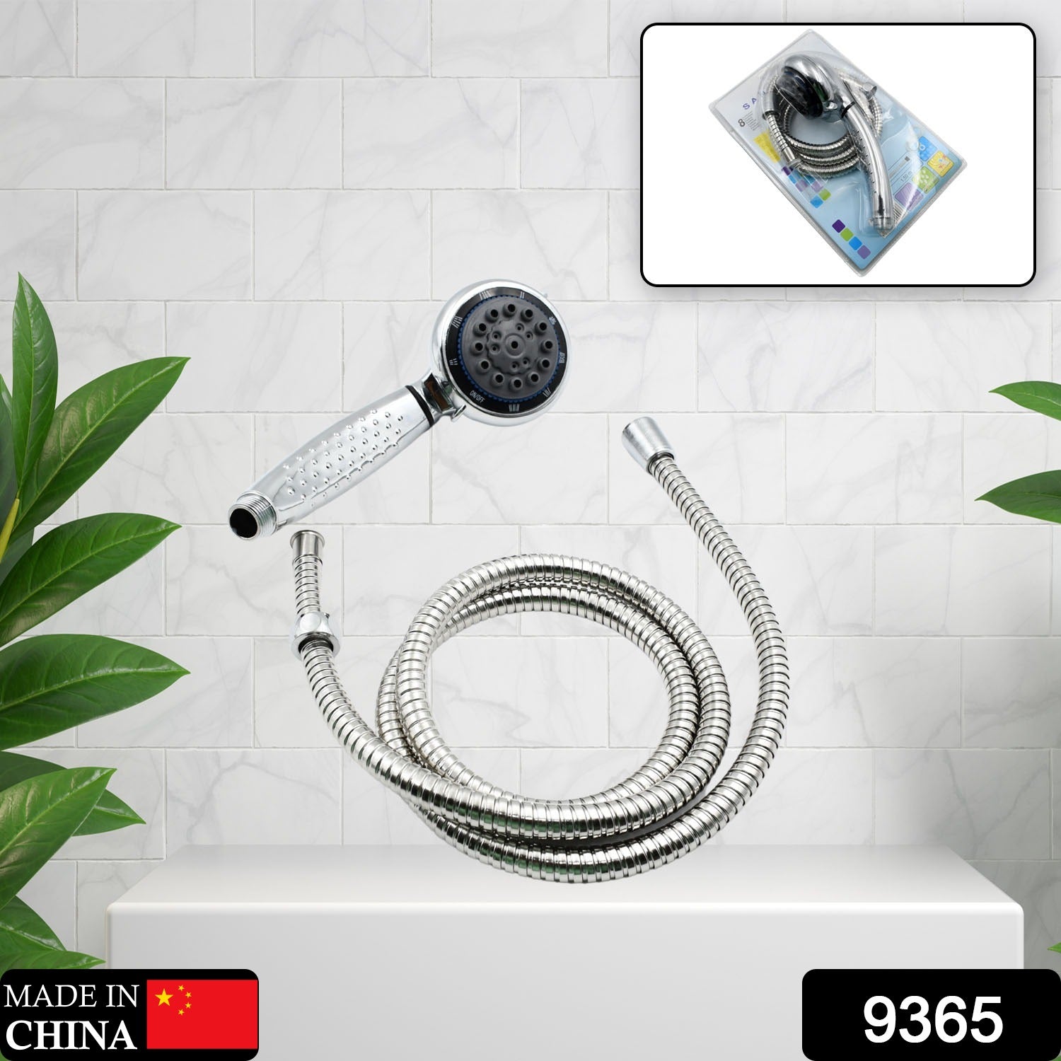 9365 Shower Head and Stainless Steel Hose Multi-Function Plastic High Pressure Shower Spray for Bathroom Eshaan Traders