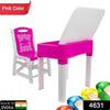 4631 Study Table And Chair Set For Boys And Girls With Small Box Space For Pencils Plastic High Quality Study Table (Pink) Eshaan Traders