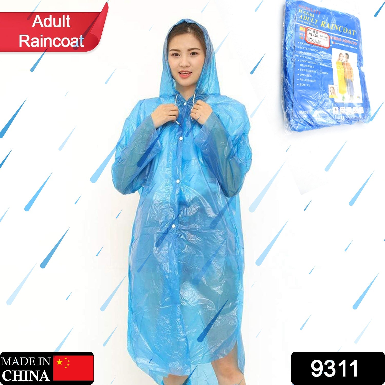 9311 Portable Adult Rain Coat, Raincoat Waterproof Button Cardigan Portable Raincoat  Adult Outdoor Traveling Plastic Material Raincoat/Rain wear/Rain Suit for Outdoor Accessory (1pc) Eshaan Traders