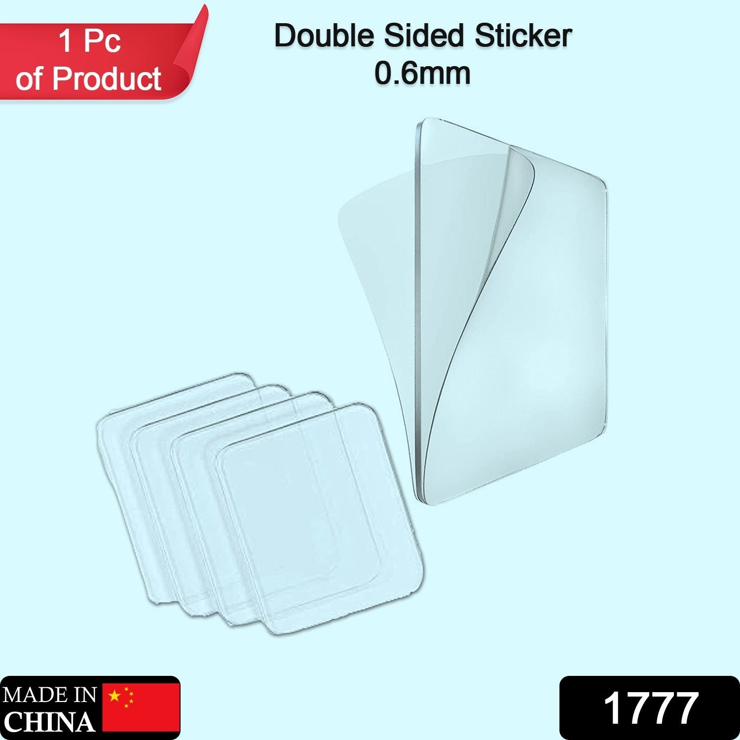 1777 New Double Side Tape Sticker Strong Waterproof Wall Indoor Nano Adhesive No Trace Gel Clear Industrial Multipurpose Removable Use for Bedroom, Home, Kitchen, Hotel (0.6mmx1pc) Eshaan Traders