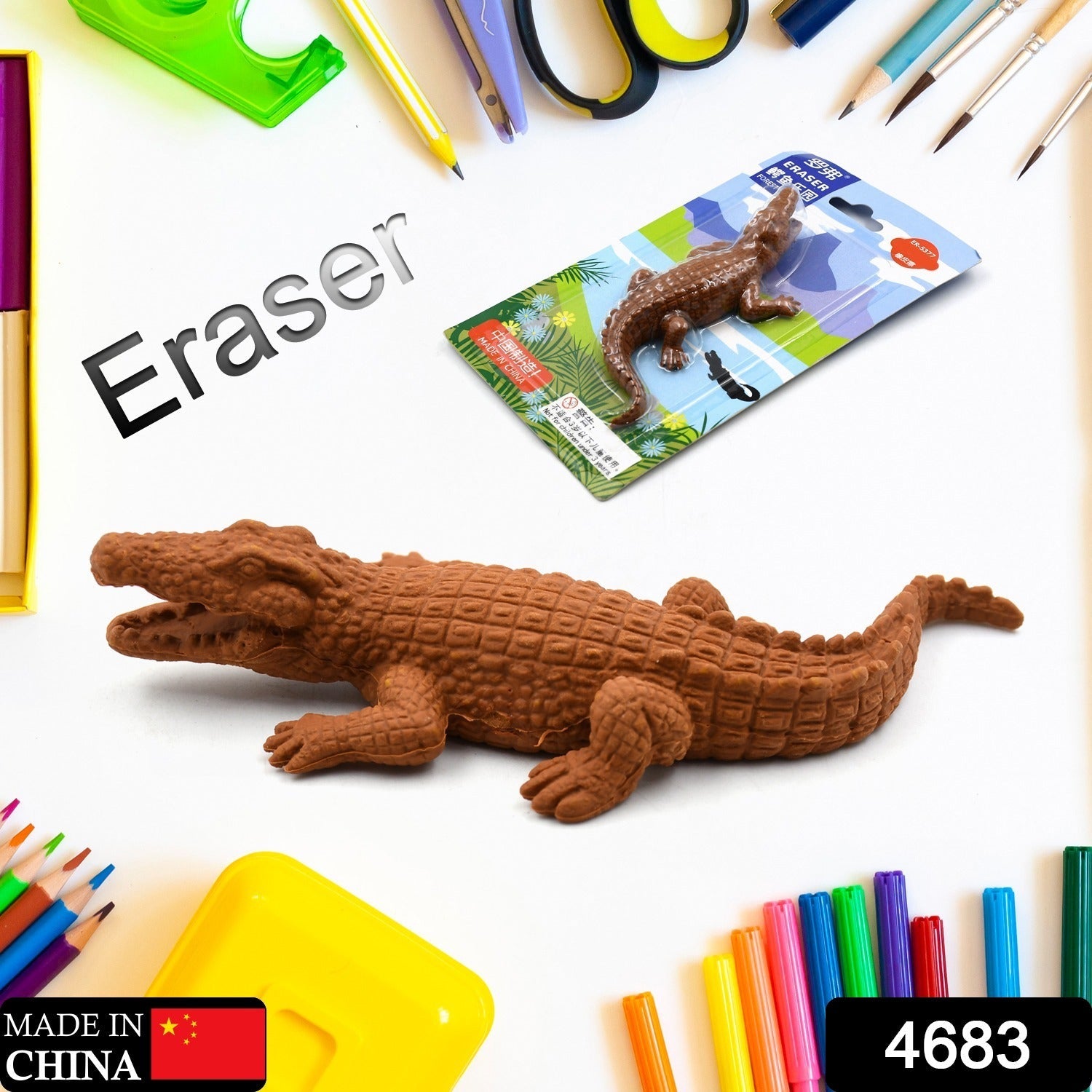 4683 CROCODILE SHAPED ERASERS ANIMAL ERASERS FOR KIDS, CROCODILE ERASERS 3D ERASER, MINI ERASER TOYS, DESK PETS FOR STUDENTS CLASSROOM PRIZES CLASS REWARDS PARTY FAVORS Eshaan Traders