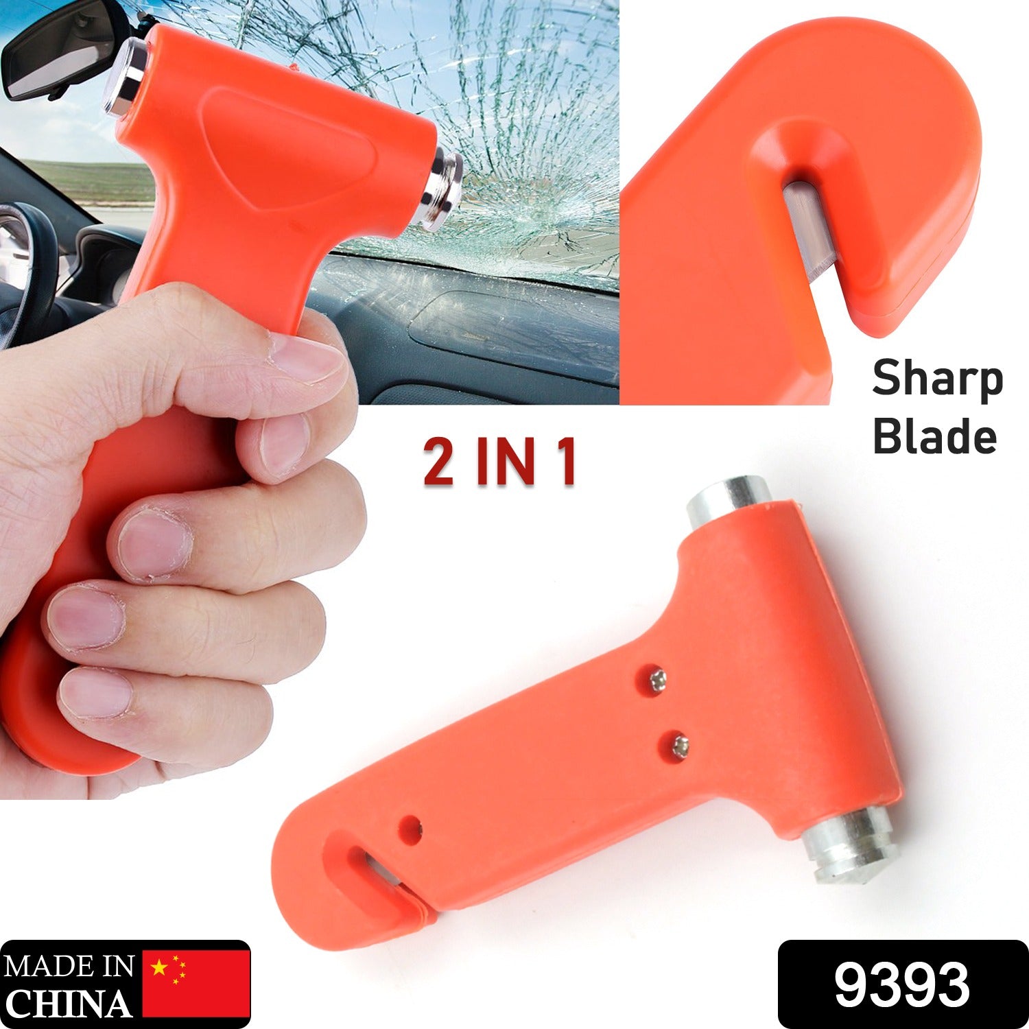 9393 Car Safety Hammer,Emergency and Rescue Tool,Car Window Breaker and Seatbelt Cutter,Safety Hammer Emergency Rescue Tool,Car Window Breaking Seat Belt Cutter (1 Pc) Eshaan Traders