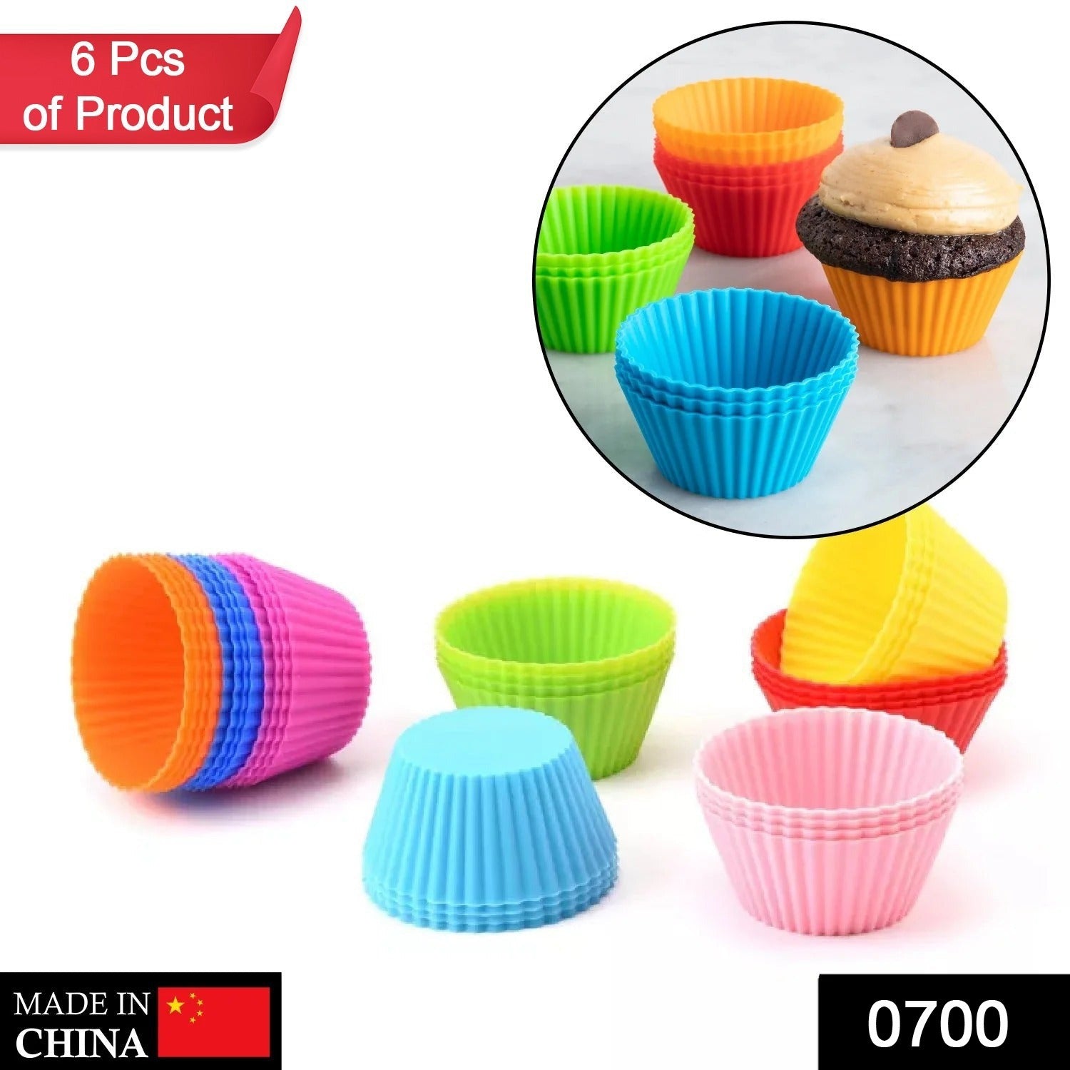 0700 Silicone cupcake Shaped Baking Mold Fondant Cake Tool Chocolate Candy Cookies Pastry Soap Moulds (6 pc) Eshaan Traders