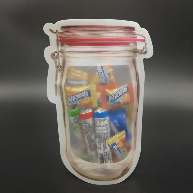 1074 Reusable Airtight Seal Plastic Food Storage Mason Jar Zipper (500ml) Eshaan Traders