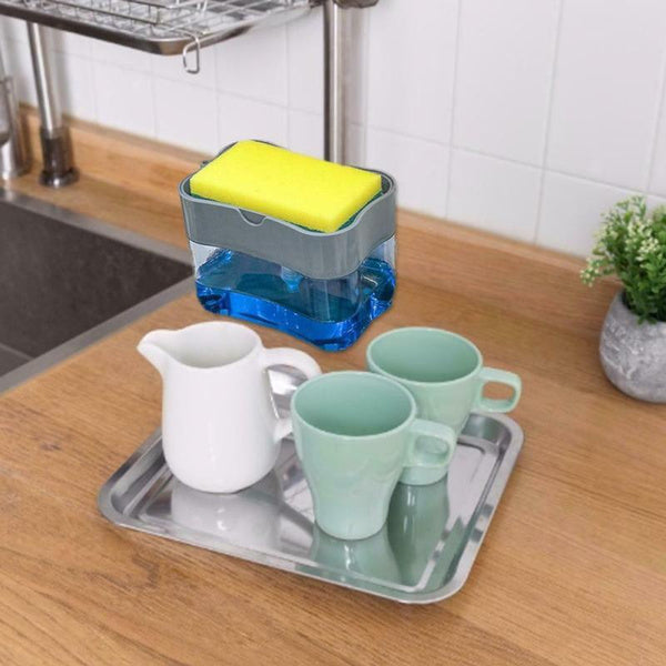 1264 2-in-1 Liquid Soap Dispenser on Countertop with Sponge Holder DeoDap