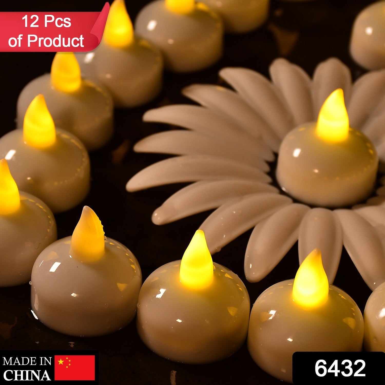 6432 Set of 12 Flameless Floating Candles Battery Operated Tea Lights Tealight Candle - Decorative, Wedding.( Diya , Divo , Diva , Deepak , Jyoti ,) Eshaan Traders