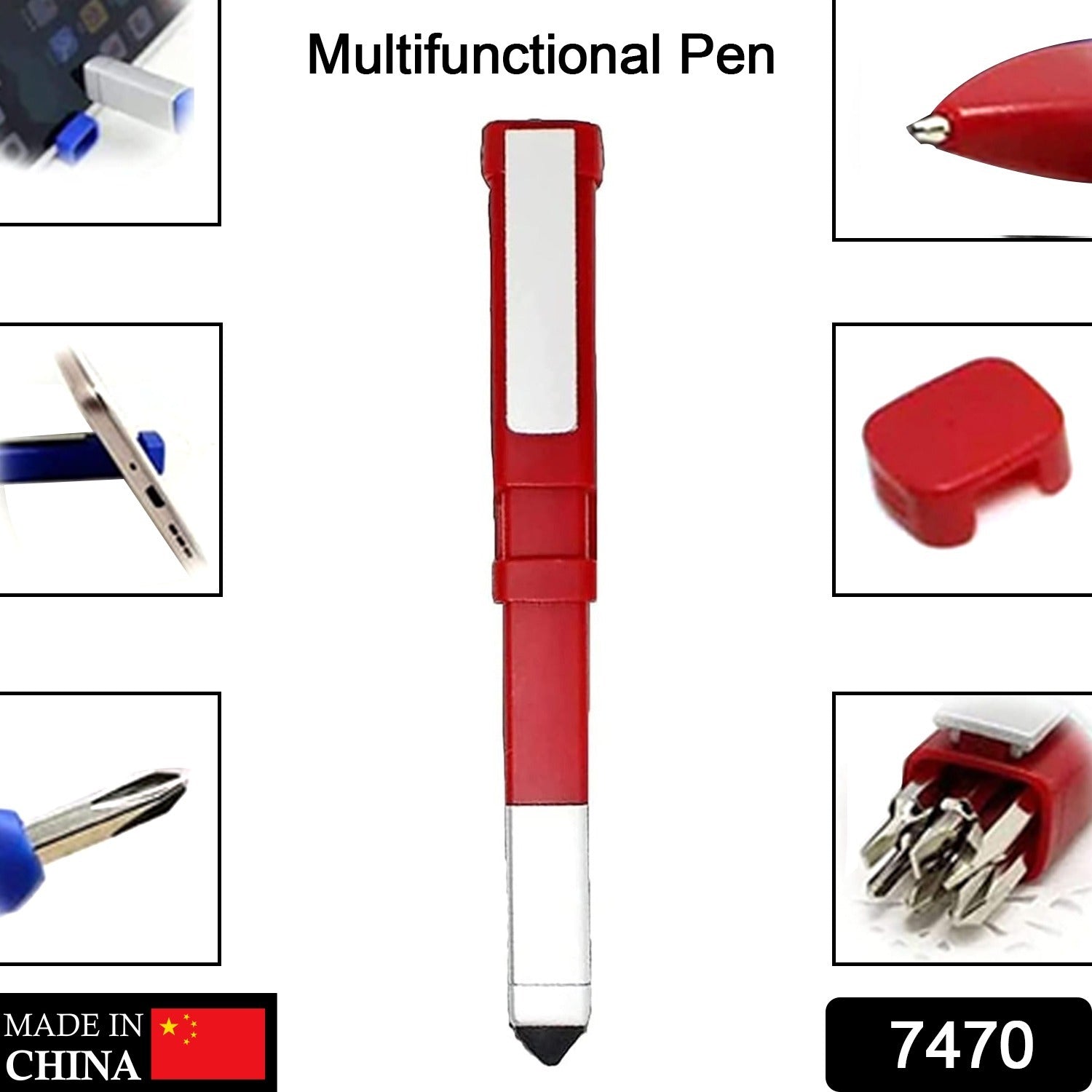 7470 Pen-Shaped Phone Holder with Screwdriver Sets, Multi-Function Pen 4 in 1 Tech Tool Pen, Portable Phone Tools with Capacitive Stylus Ball Point Pen Mobile Eshaan Traders