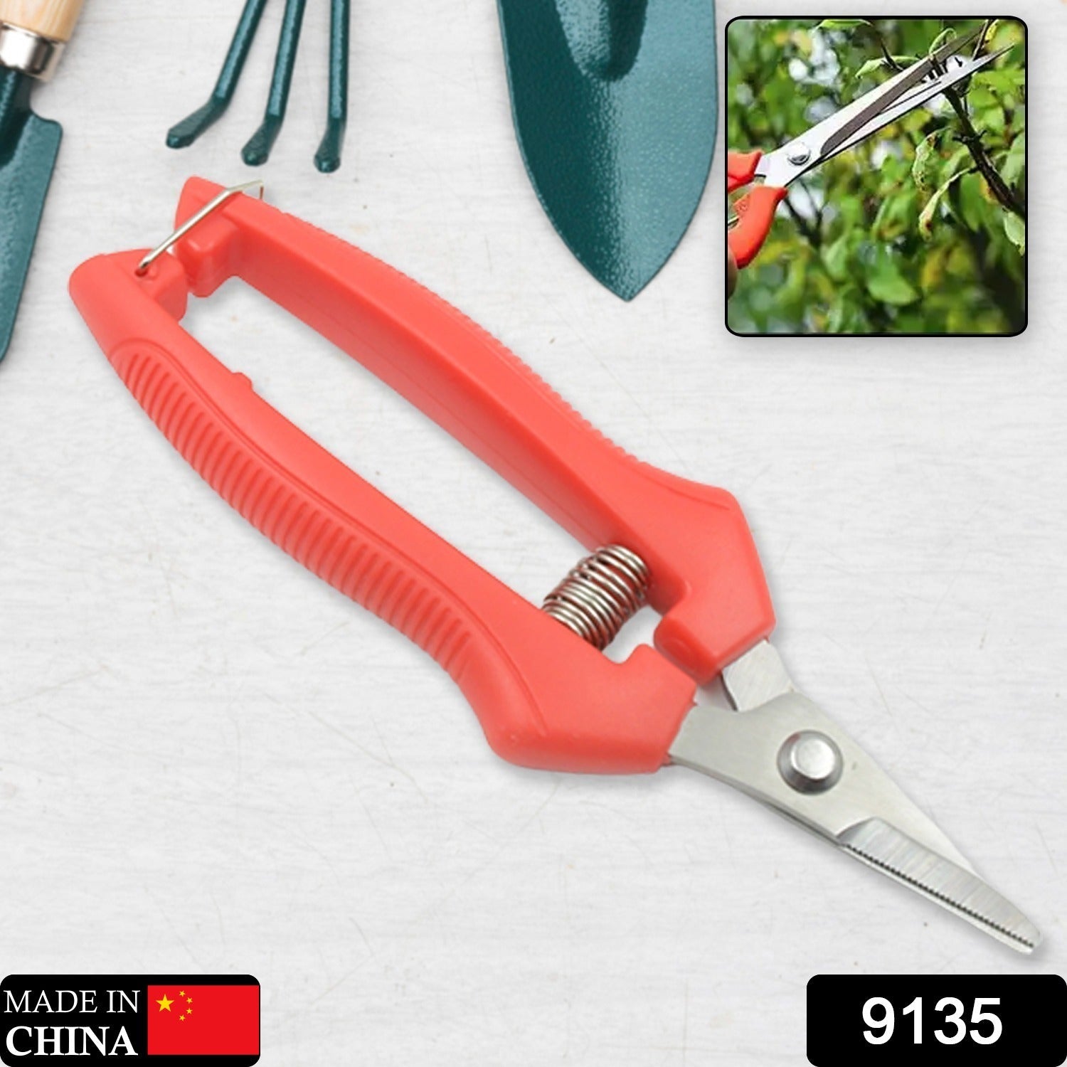 9135 Heavy Duty Stainless Steel Cutter, Non‑slip Trimming Scissors Durable Not Easy To Wear for Gardening Pruning Of Fruit Trees Flowers and Plants (With Plastic Packing) Eshaan Traders