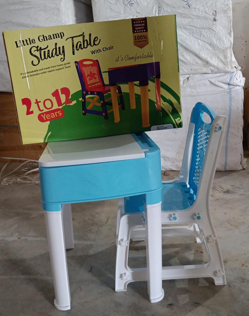 4594 Study Table And Chair Set For Boys And Girls With Small Box Space For Pencils Plastic High Quality Study Table (Blue) Eshaan Traders