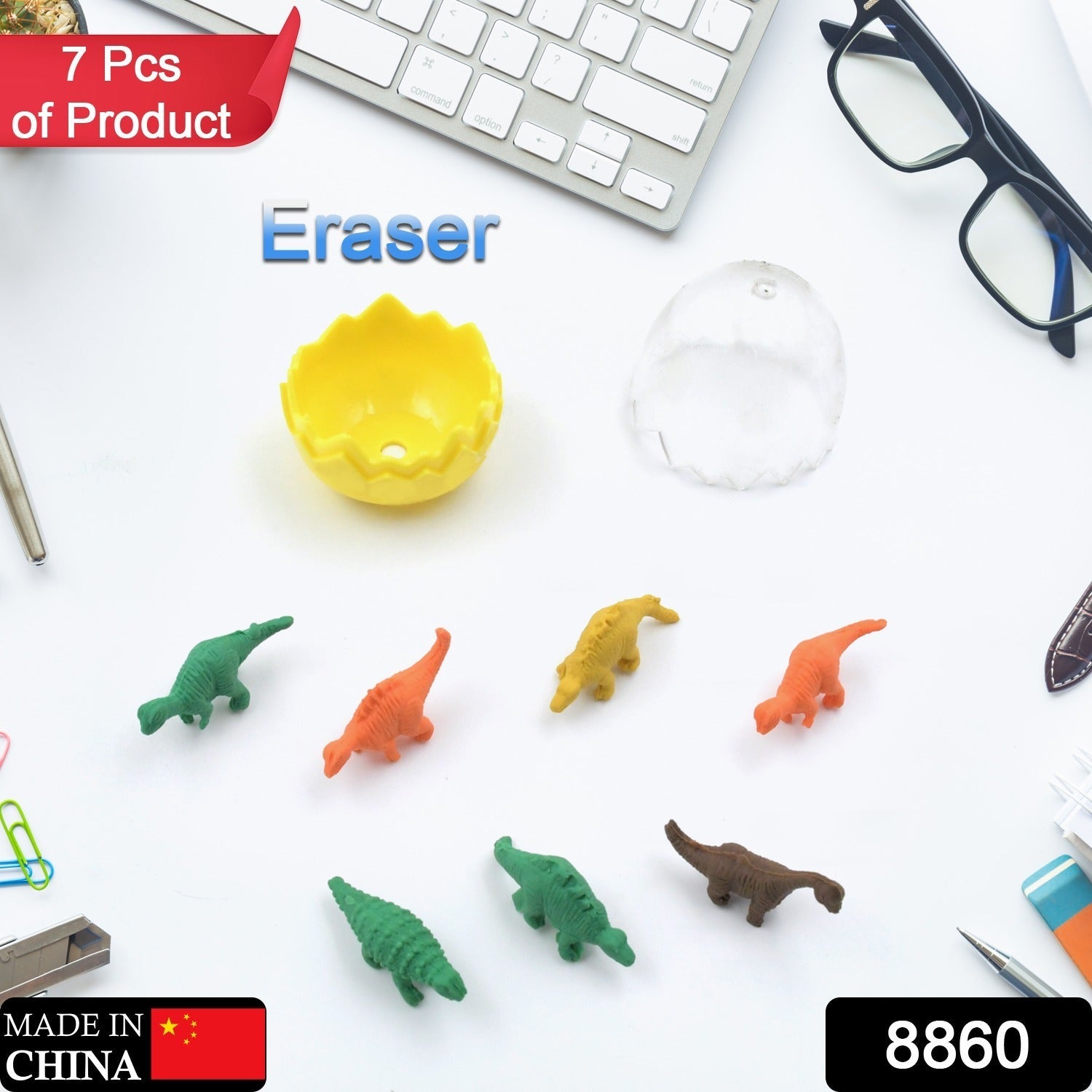 8860 Dinosaur Shaped Erasers Animal Erasers for Kids, Dinosaur Erasers Puzzle 3D Eraser, Mini Eraser Dinosaur Toys, Desk Pets for Students Classroom Prizes Class Rewards Party Favors (7 Pc Set) Eshaan Traders