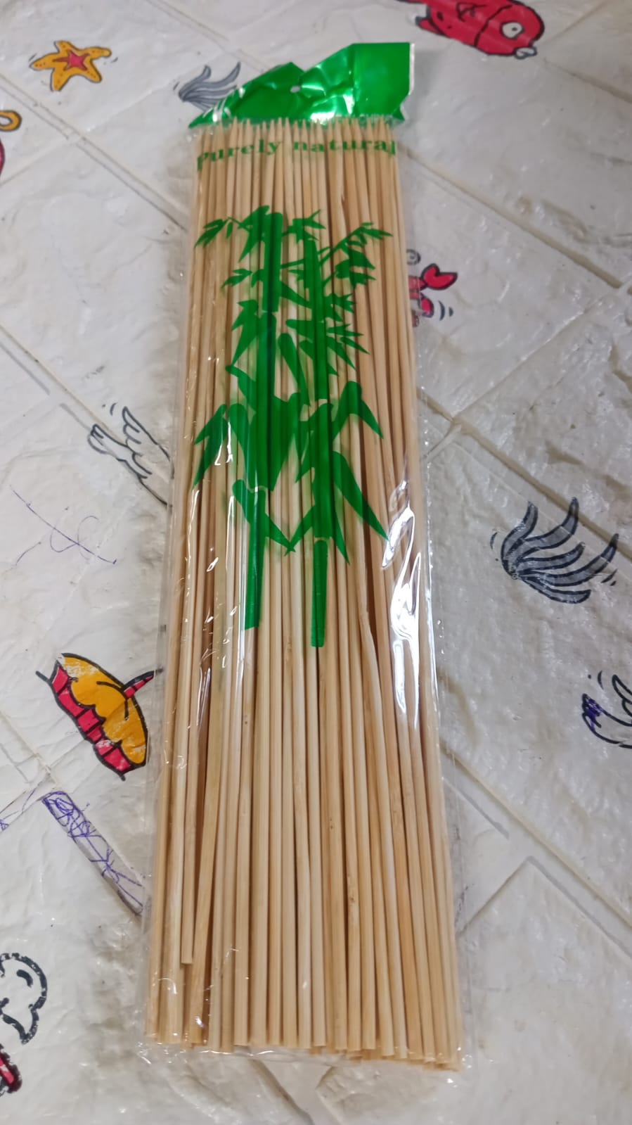 1107 Camping Wooden Color Bamboo BBQ Skewers Barbecue Shish Kabob Sticks Fruit Kebab Meat Party Fountain Bamboo BBQ Sticks Skewers Wooden (30cm) Eshaan Traders