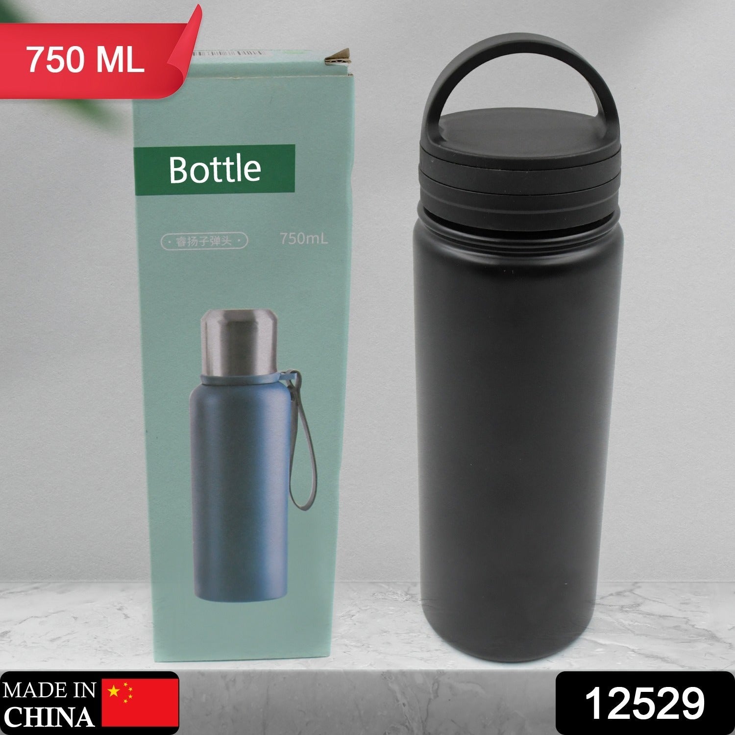 12529 Vacuum Stainless Steel Water Bottle With Carry Handle, Fridge Water Bottle, Leak Proof, Rust Proof, Cold & Hot | Leak Proof | Office Bottle | Gym | Home | Kitchen | Hiking | Trekking | Travel Bottle (750 ML ) Eshaan Traders