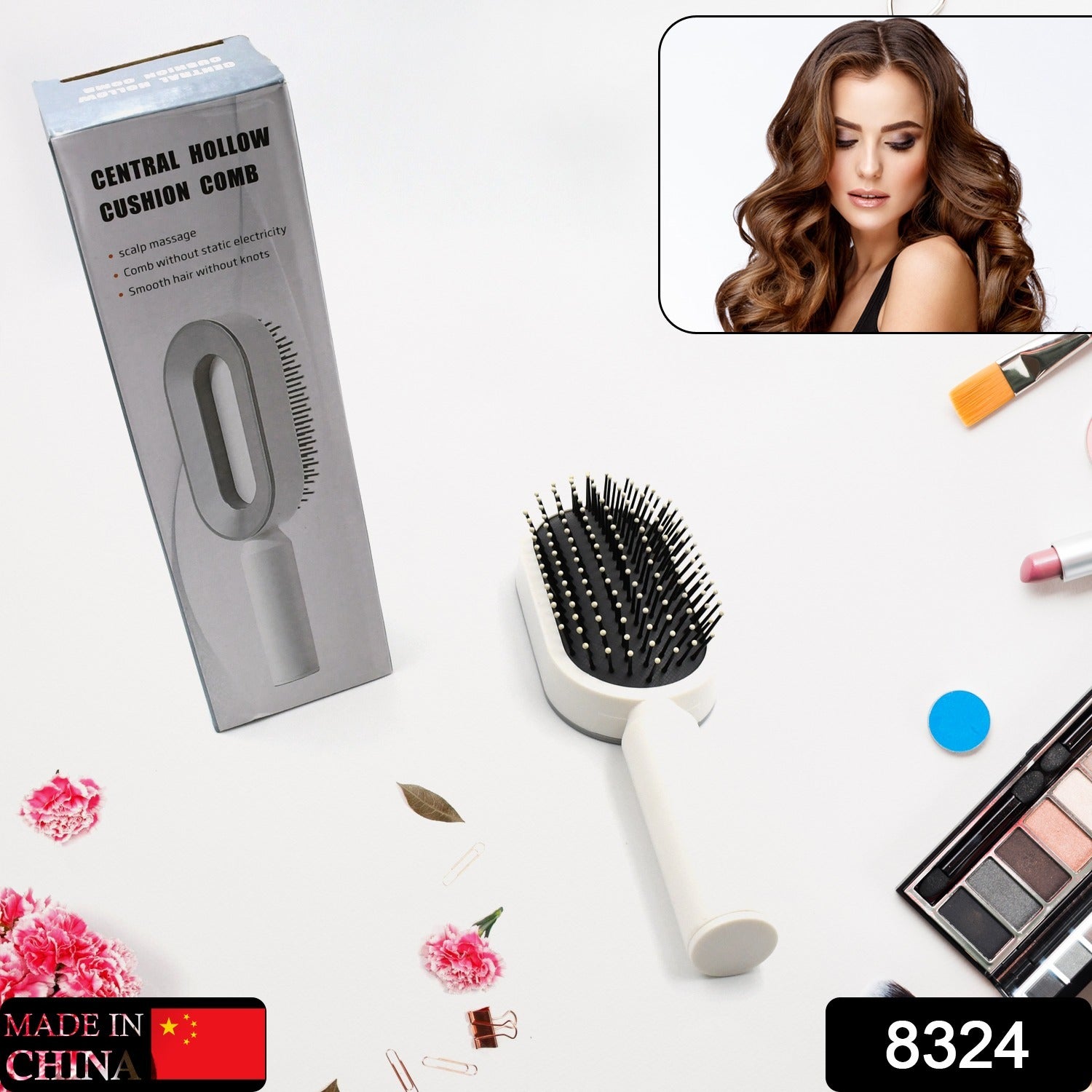 8324 Women Hair Brush, Durable Massage Comb Hairbrush for Scalp Massage and Custom Bristles - Lightweight Air Cushion Massage Brush for Scalp Massage Eshaan Traders