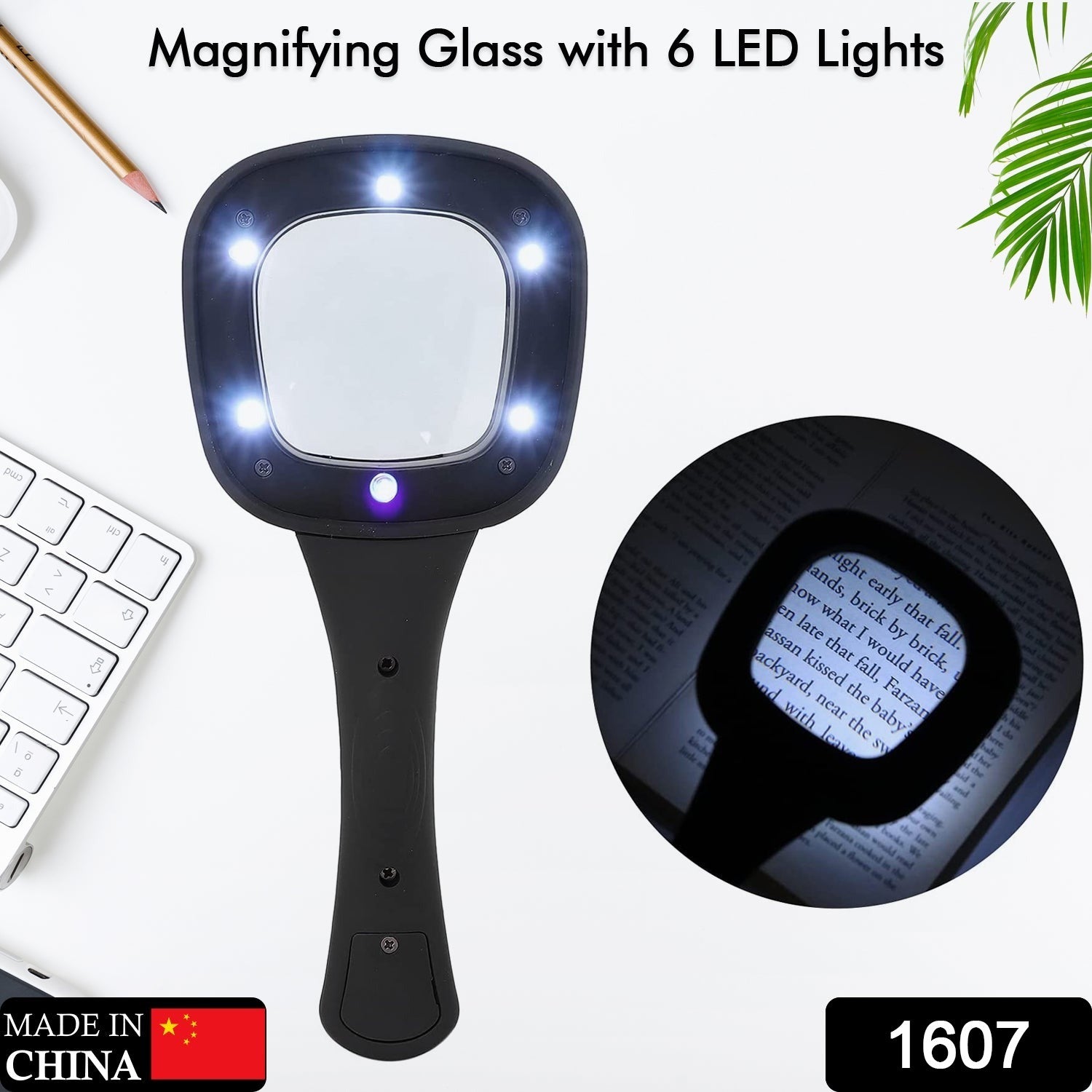 1607 Handheld Magnifying Glass 6 LED Illuminated Lighted Magnifier for Seniors Reading, Soldering, Inspection, Coins, Jewelry, Exploring Eshaan Traders