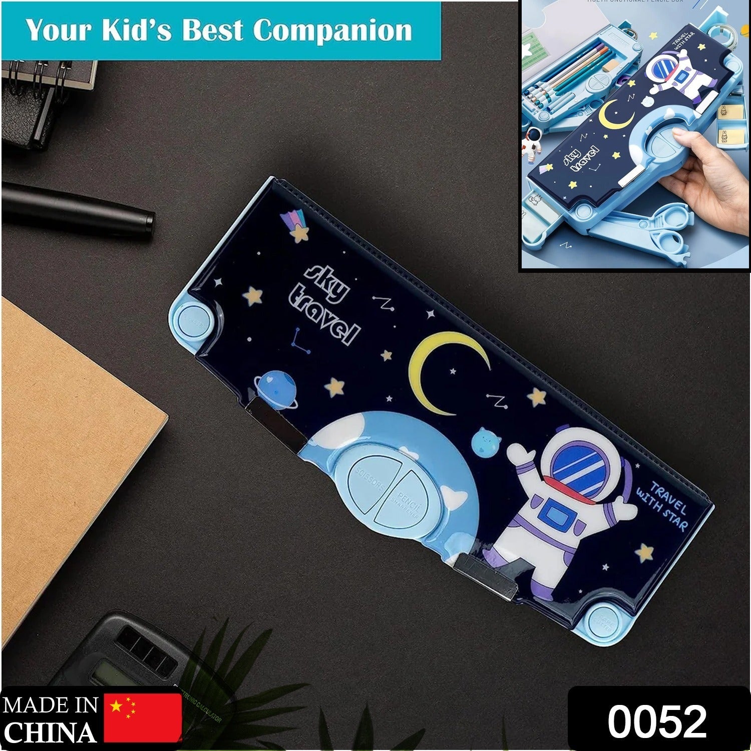 0052 Multifunctional Pencil Box for Kids, Space Pencil Box For Boys, Kids Pencil Box for Boys & Girls, Magnetic Pencil Box for Boys, Pop up Pencil Box, Space Theme Return Gifts for Kids (Space Pencil Box) Eshaan Traders