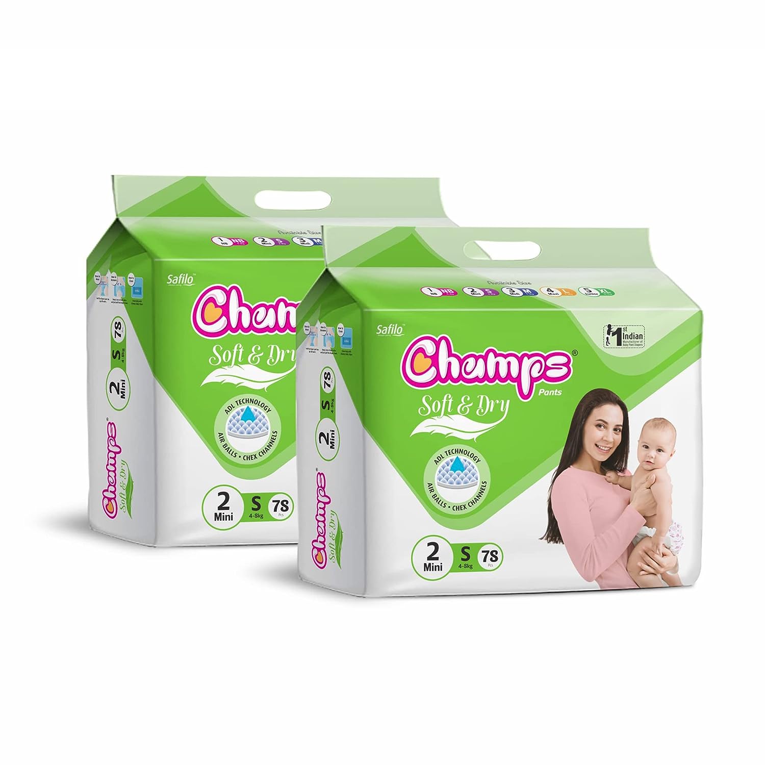 0960 Champs Soft and Dry Baby Diaper Pants  78 Pcs (Small Size  S78) Eshaan Traders