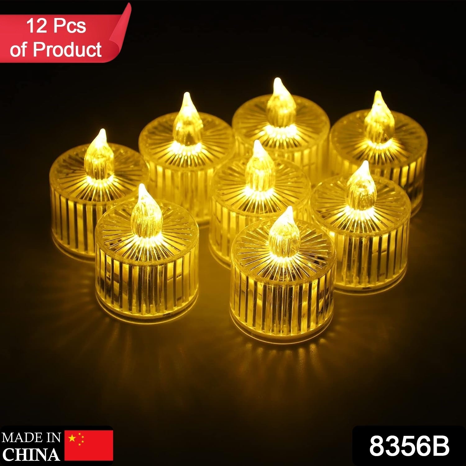 12 Pcs Flameless and Smokeless Decorative Acrylic Candles Transparent Led Tea Light Candle for Gifting, House, Diwali, Christmas, Festival, Events Decor Candles Eshaan Traders