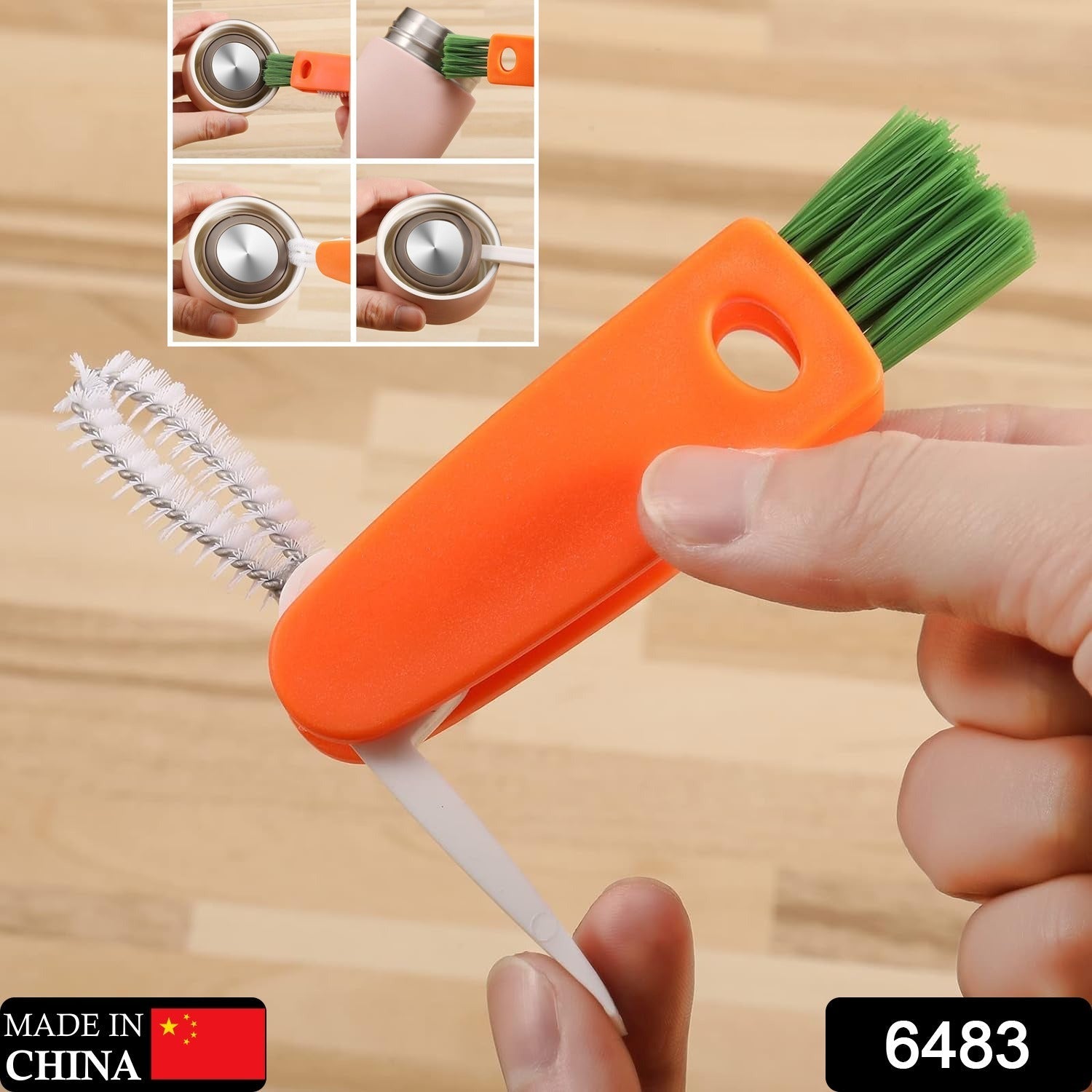 6483  3 in 1 Multifunctional Cleaning Brush Mini Glass Cover Cleaning Brush Bottle Cleaning Brush Set Cup Cleaner Brush Bottle Cap Detail Brush for Bottle Cup Cover Lid Home Kitchen Washing Tool (1 Pc) Eshaan Traders