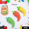 4626 3D Fancy & Stylish Colorful Chili Shape Erasers, Mini Eraser Creative Cute Novelty Eraser for Children Eraser Set for Return Gift, Birthday Party, School Prize, (3 pc Set) Eshaan Traders