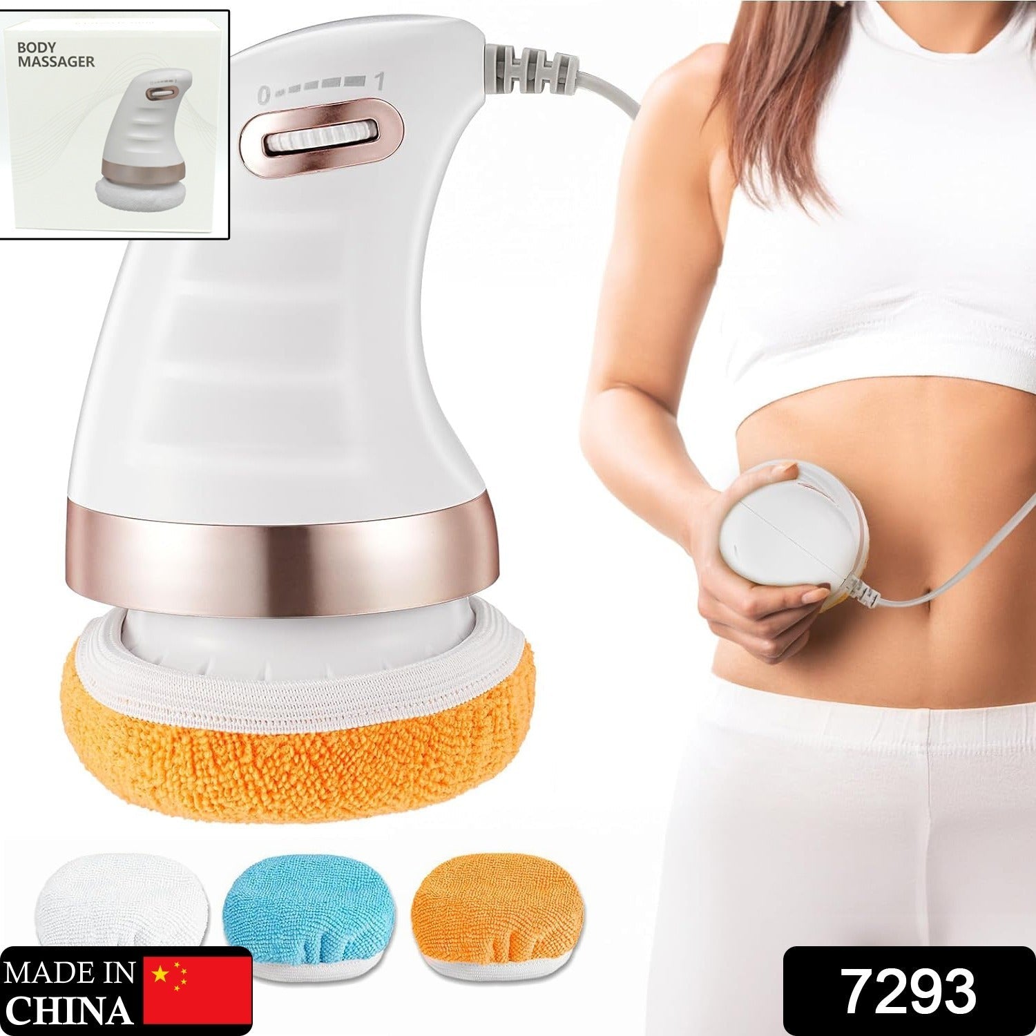 7293 Body Massager Shaping Machine | Body Sculpting Massager with 3 Washable Pads |Adjustable Speeds | Electric Handheld Massager for Belly, Waist, Legs, Arms, Butt (1 Pc) Eshaan Traders