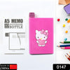 0147 Kitchen Storage A5 size Flat Portable NoteBook Shape Water Bottle With a Cartoon Character Design-Hello Kitty - For School Outdoors and Sports Return Gift/Birthday Gift (1 Pc 420ML) Eshaan Traders