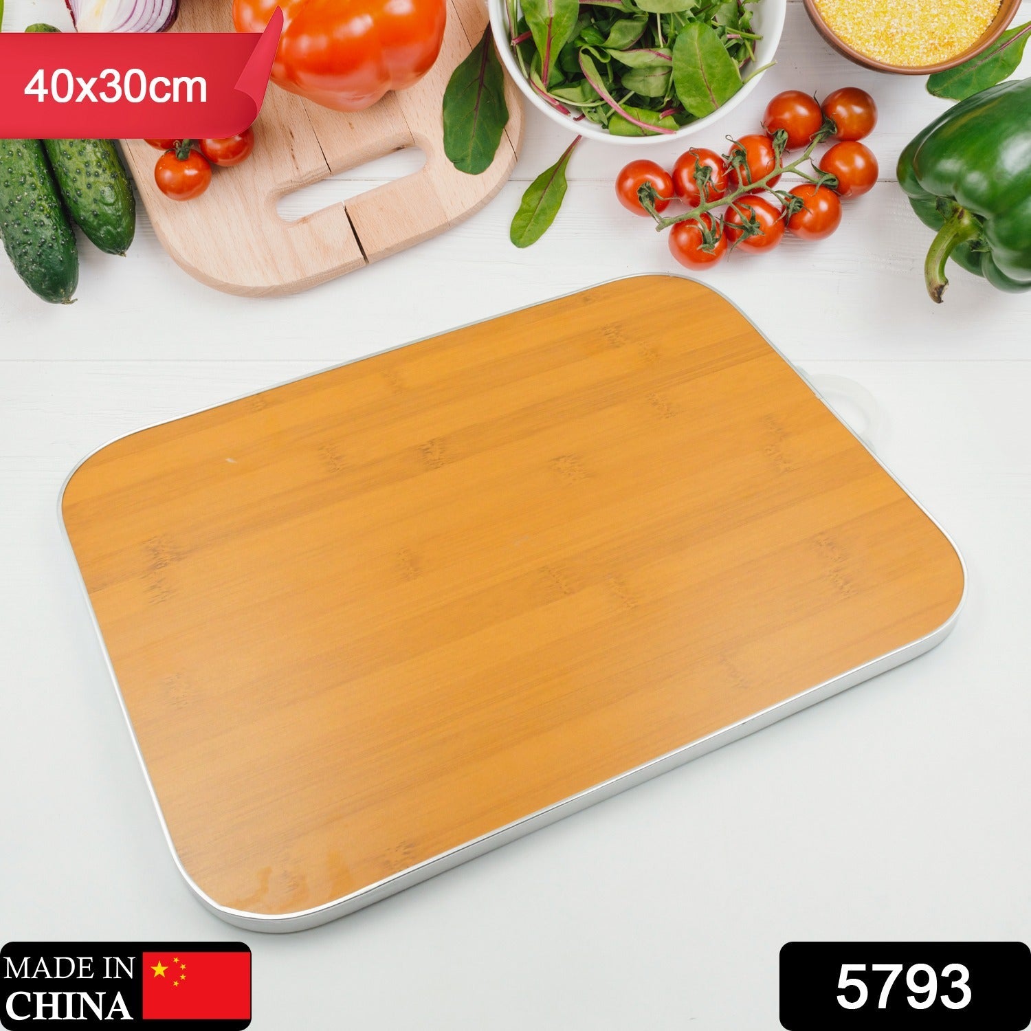 5793 Wooden Chopping Board Big Size Kitchen Chopping Board Household Cutting Board Knife Board Vegetable Cutting and Fruit Multi-purpose Steel Vs Wooden Sticky Board Cutting board For Kitchen Use Eshaan Traders