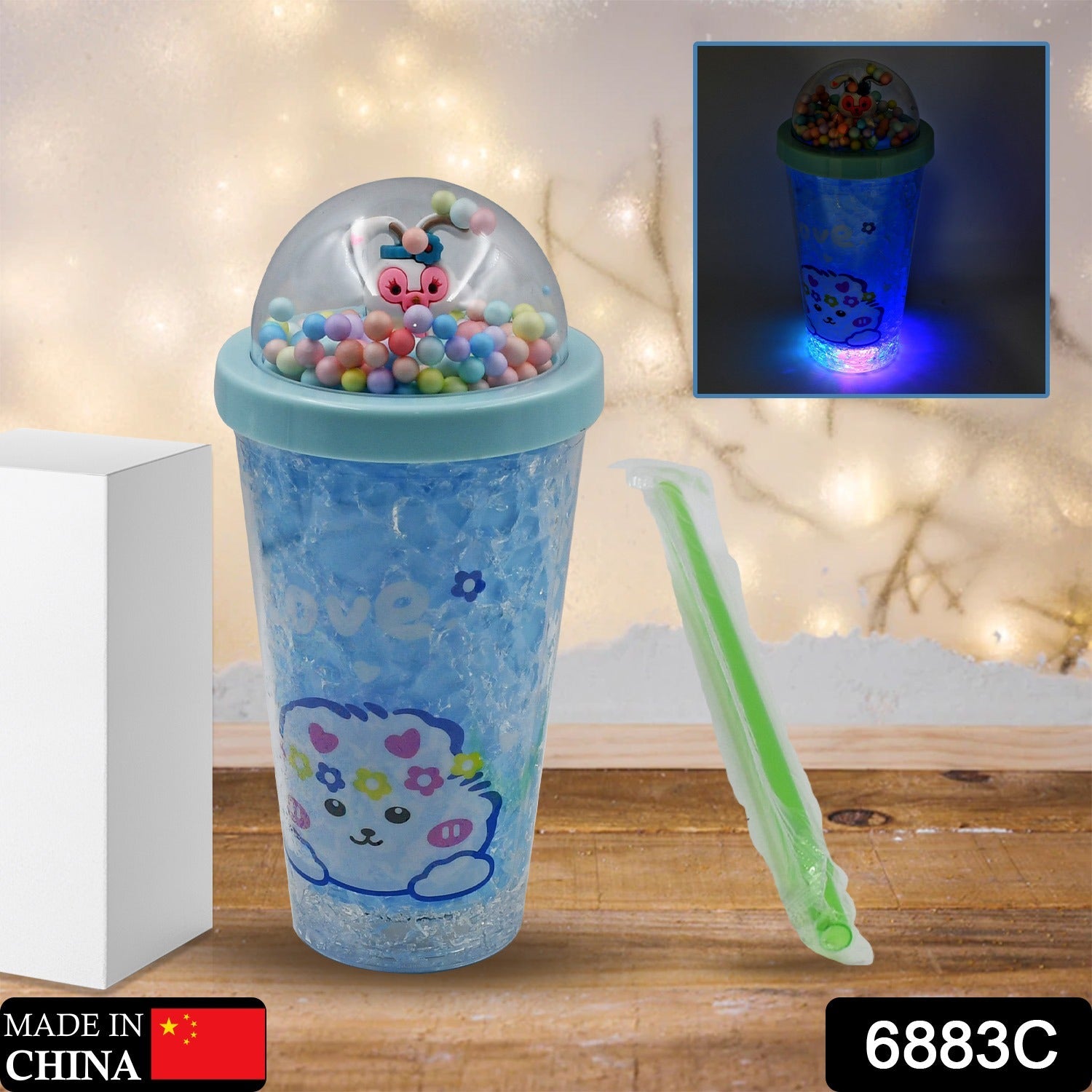 6883C LED Light Unicorn Sipper Water Bottle Mason Jar Tumbler with Straw for Kids Glitter Sipper with Toy Drinking Cups for Boys and Girls School/Tuition/Gym/ Picnic, Kids and Adults, Birthday Return Gifts Eshaan Traders