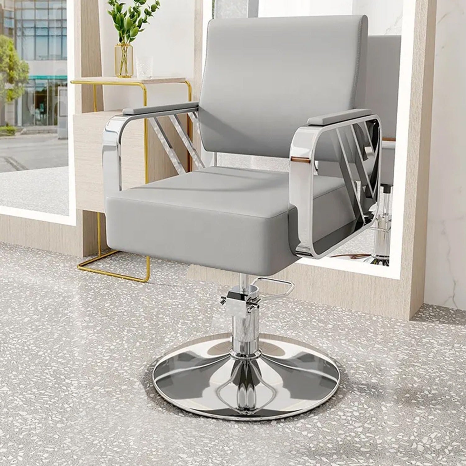 9363A  Modern Regular Chair with Hydraulic Lift for Home Office Hotel Cafe Chair (1 Unit Silver & Gold) Eshaan Traders