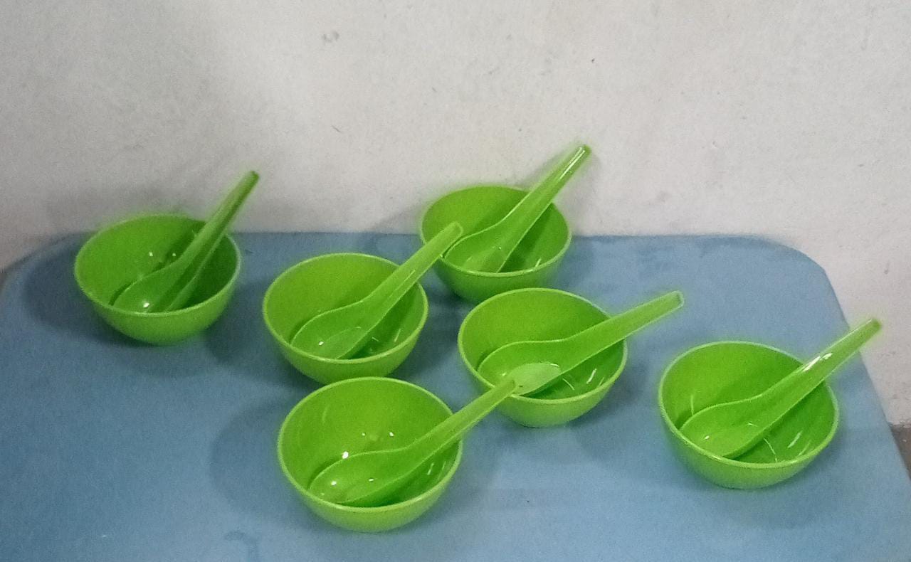 5105 Soup Bowl Spoon Set Plastic For Kitchen & Home Use Eshaan Traders