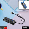 6995 4 Port USB, HUB USB 2.0 HUB Splitter High Speed with On/Off Switch Multi LED Adapter Compatible with Tablet Laptop Computer Notebook Eshaan Traders