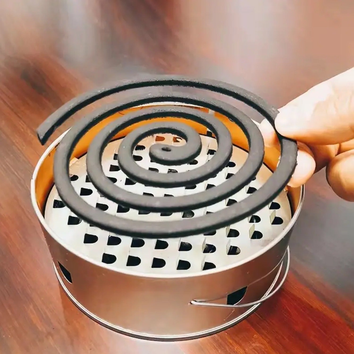 Decorative Mosquito Coil Holder Mosquito Coil Container, Incense Holder Safe Burning Coil Tray for Home Patio Pool Side Outdoor, Metal Tray Eshaan Traders