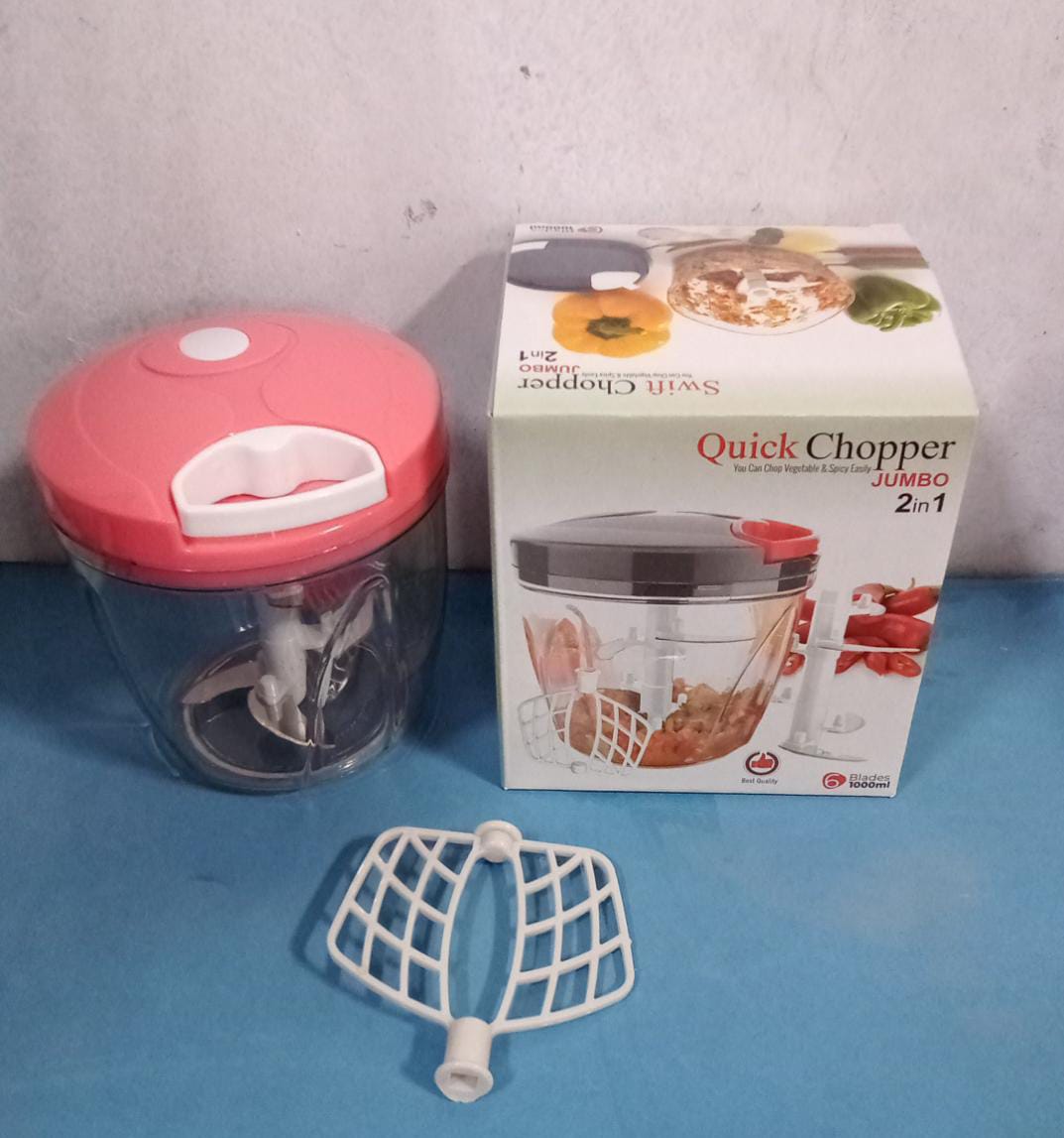 6 BLADE 2IN1 MANUAL FOOD CHOPPER, COMPACT & POWERFUL HAND HELD VEGETABLE CHOPPER (1000Ml) Eshaan Traders