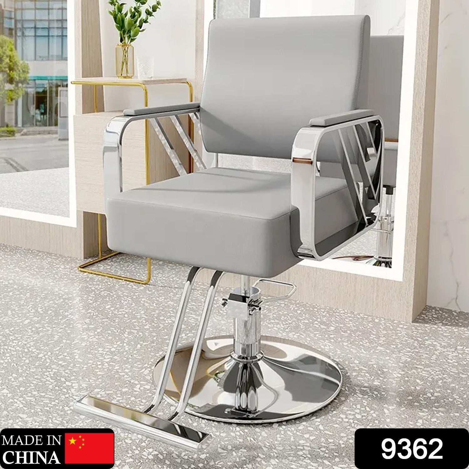 9362 SALON CHAIR HYDRAULIC CHAIR FOR BUSINESS OR HOME, SIMPLICITY BARBER CHAIR SALON BEAUTY SPA SHAMPOO HAIR PROFESSIONAL HYDRAULIC STYLING CHAIR (SILVER 1 UNIT ) Eshaan Traders