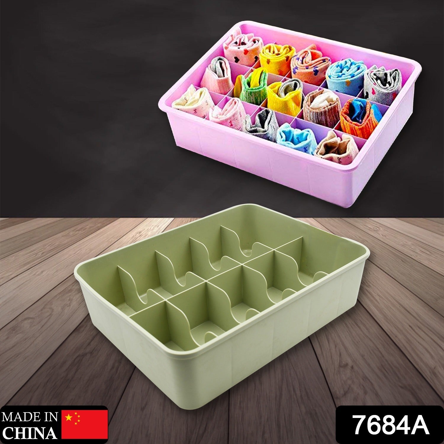 7684A  STORAGE BOX MULTI-COMPARTMENT SOCKS BOX TIE BOX DRAWER STORAGE BOX CLOTHES ORGANIZER Eshaan Traders