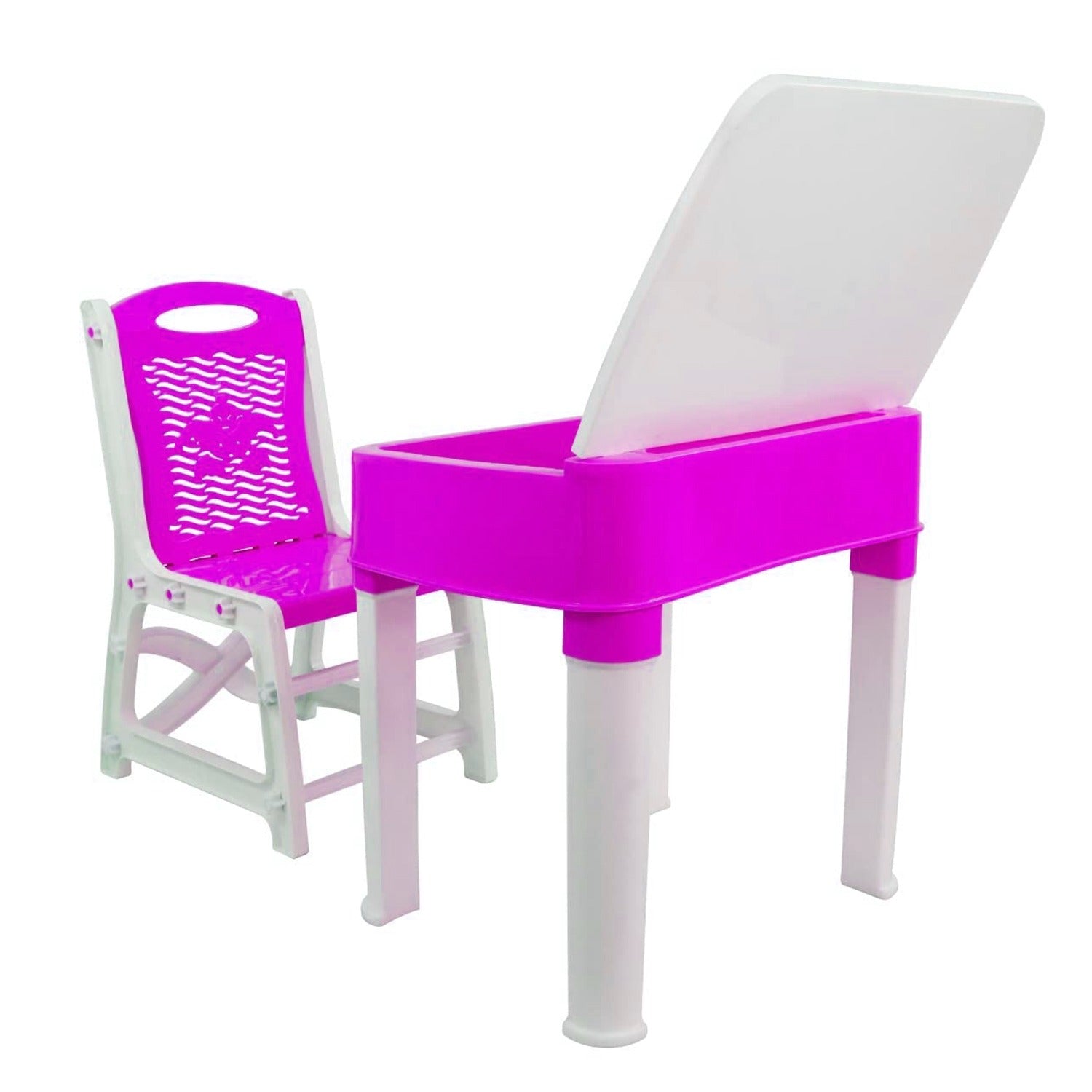 4631 Study Table And Chair Set For Boys And Girls With Small Box Space For Pencils Plastic High Quality Study Table (Pink) Eshaan Traders