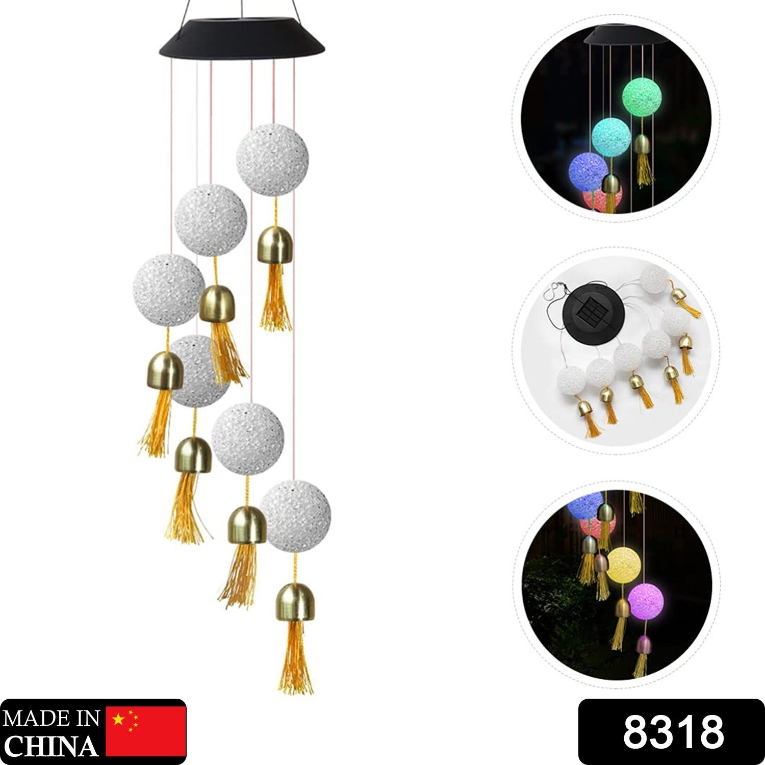 8318 Solar Crystal Ball Wind Chime, Color Changing Solar Powered LED Hanging Wind Chime Light Mobile for Patio Yard Garden Home Outdoor Night Decor, Gifts Eshaan Traders