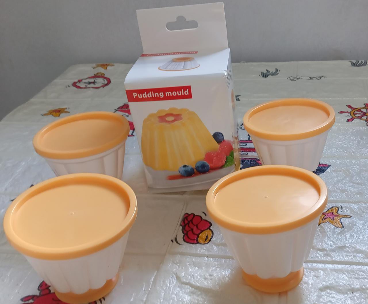 5971 Pudding Molds, Custard Mould, Mould for Jelly Ice creams, Set of 4 Cups with Lid Eshaan Traders