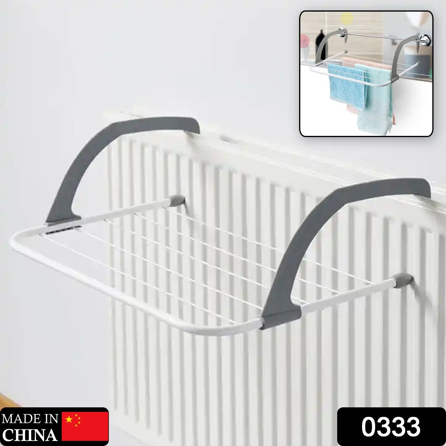 0333 Metal Steel Folding Drying Rack for Clothes Balcony Laundry Hanger for Small Clothes Drying Hanger Metal Clothes Drying Stand, Socks and Plant Storage Holder Outdoor / Indoor Clothes-Towel Drying Rack Hanging on The Door Bathroom Eshaan Traders