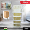 7888 5 Layer Stackable Multifunctional Storage,for Clothes Foldable Drawer Shelf Basket Utility Cart Rack Storage Organizer Cart for Kitchen, Pantry Closet, Bedroom, Bathroom, Laundry (5 Layer 1 Pc) Eshaan Traders