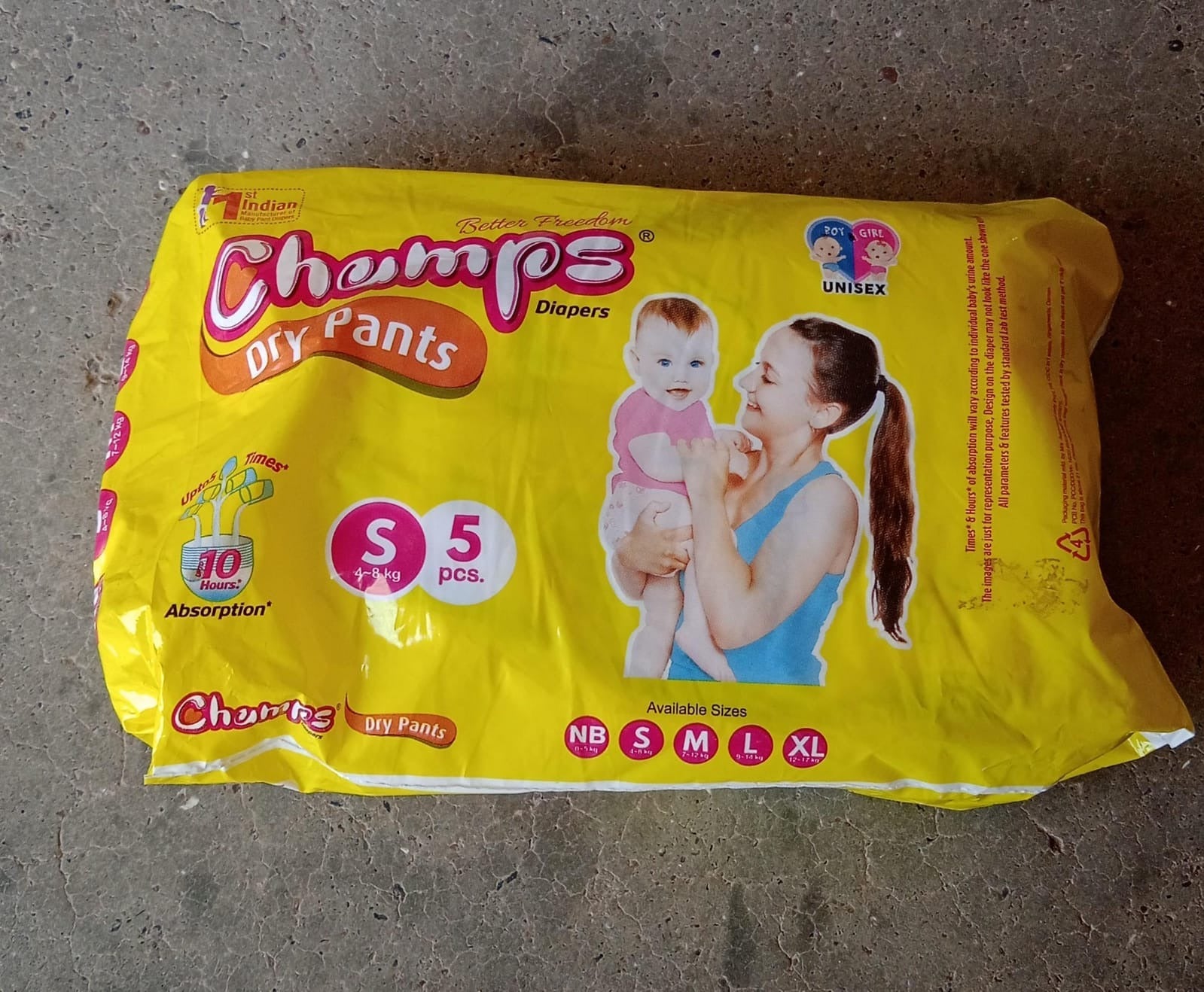 0968 Small  Champs Dry Pants Style Diaper- Small Best for Travel  Absorption, Champs Baby Diapers, Champs Soft and Dry Baby Diaper Pants (S5 Pcs ) Eshaan Traders