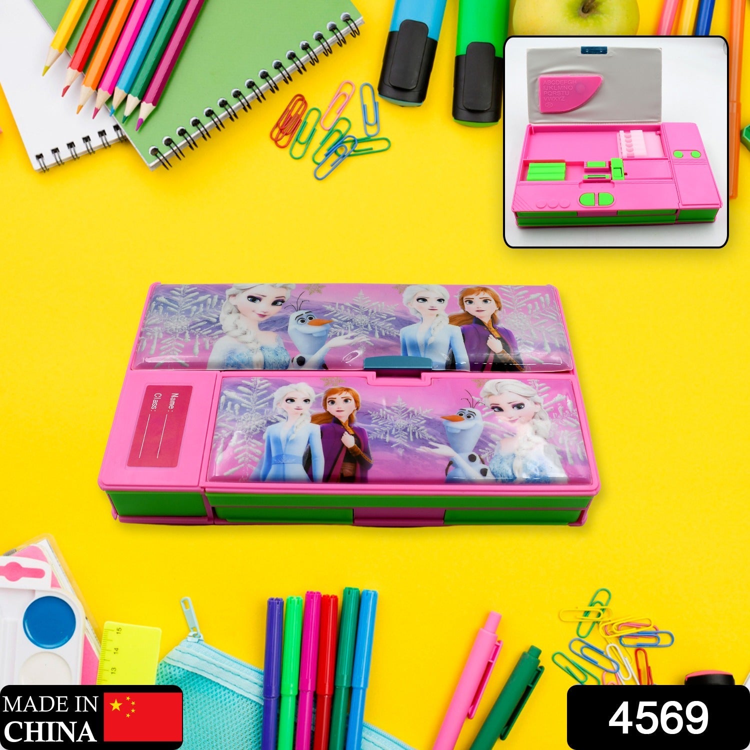 4569 Multi Purpose Gadget Jumbo Pencil Box Compass With Calculator Jumbo 2 Side Slot Geometry Box Compass Use School , Traveling & Studio Eshaan Traders