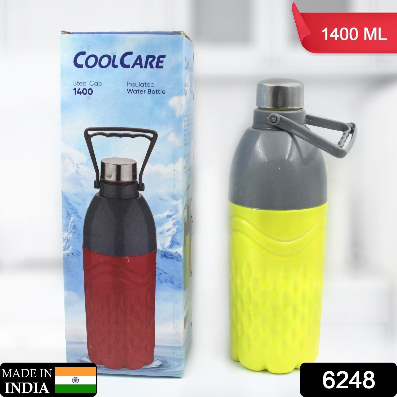 6248 Plastic Sports Insulated Water Bottle with Handle & Color Box Easy to Carry High Quality Water Bottle, BPA-Free & Leak-Proof! for Kids' School, For Fridge, Office, Sports, School, Gym, Yoga (1 Pc Mix Color 1400ML) Eshaan Traders