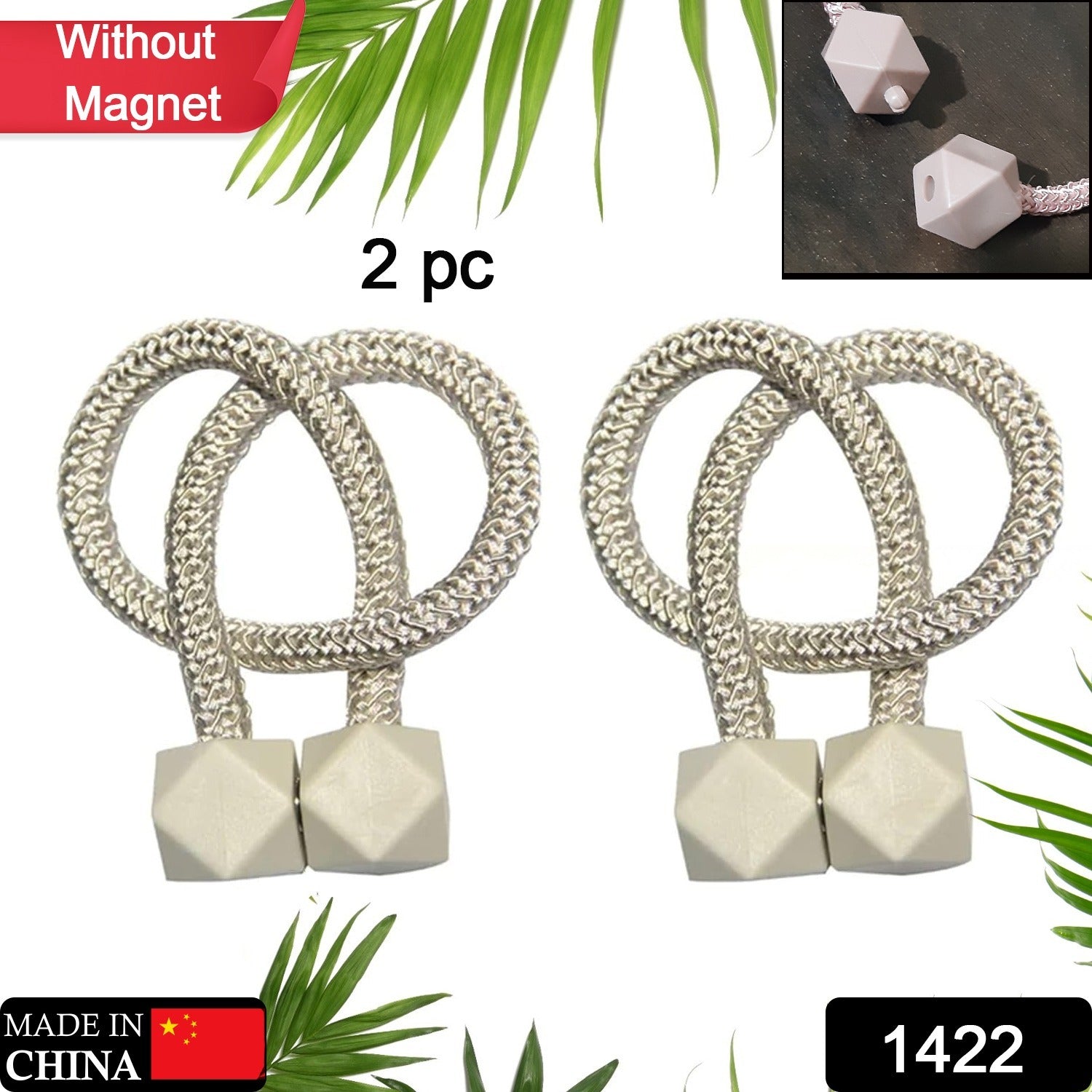 1422 Home Plastic Curtain Tiebacks, Straps, Buckle, Clips Rope Straps Window Curtain Bracket Decoration, Pearl Decorative Rope Holdback Holder for Window (2 Pc) (WithOut Magnet Buckle) Eshaan Traders