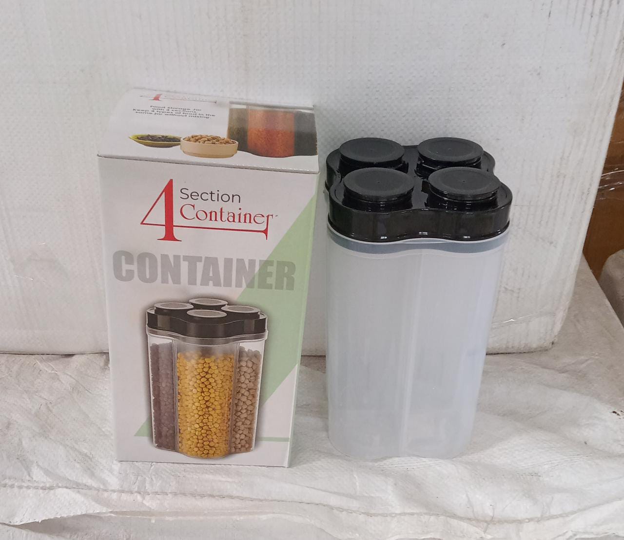 0764B Plastic Lock Food Storage 4 Section Container Jar for Grocery, Fridge Container. Eshaan Traders