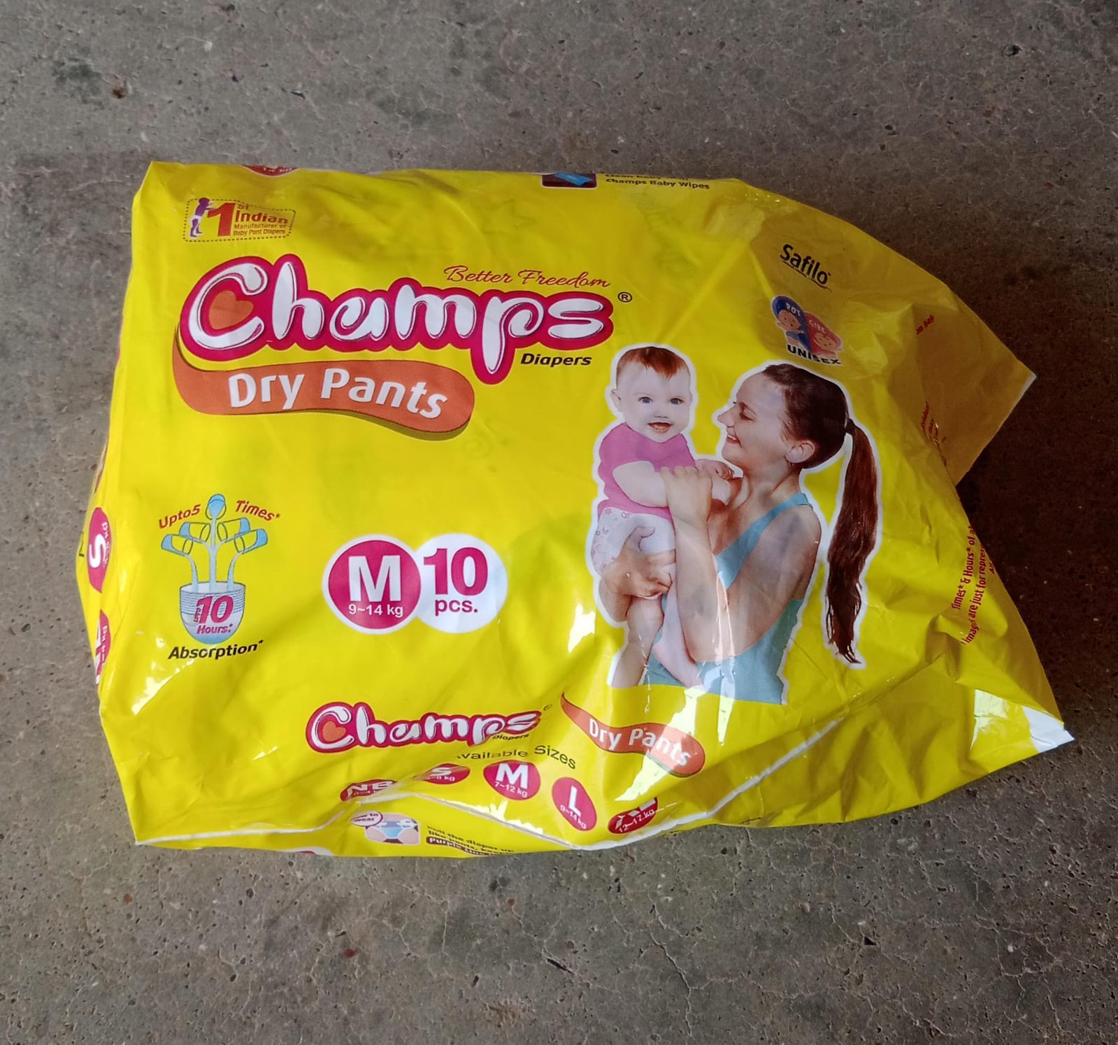 0966 Medium Champs Dry Pants Style Diaper- Medium (10 pcs) Best for Travel  Absorption, Champs Baby Diapers, Champs Soft and Dry Baby Diaper Pants (M, 10 Pcs ) Eshaan Traders