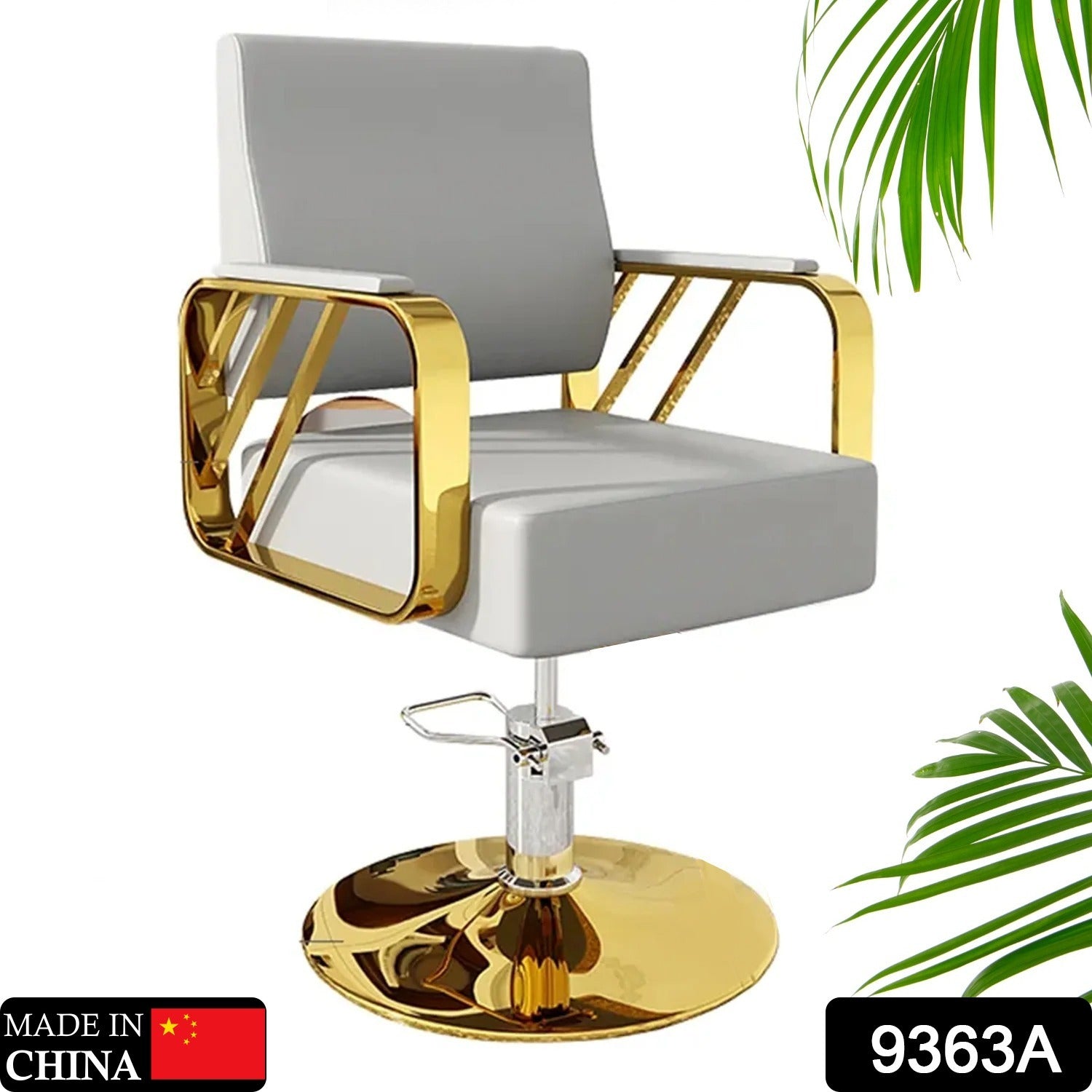 9363A  Modern Regular Chair with Hydraulic Lift for Home Office Hotel Cafe Chair (1 Unit Silver & Gold) Eshaan Traders