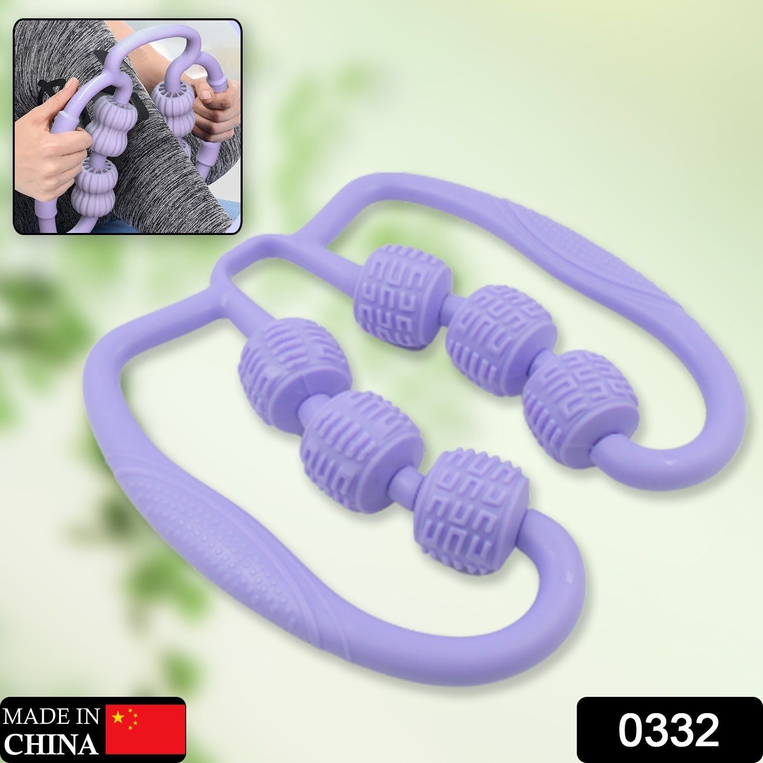 Muscle Massage Roller, 8 &10 Wheels Relieve Soreness Leg Muscle Roller Fitness Roller Muscle Relaxer Massage Roller Ring Clip All Round Massaging Uniform Force Elastic PP Drop Shaped for Home Use (1 Pc) Eshaan Traders