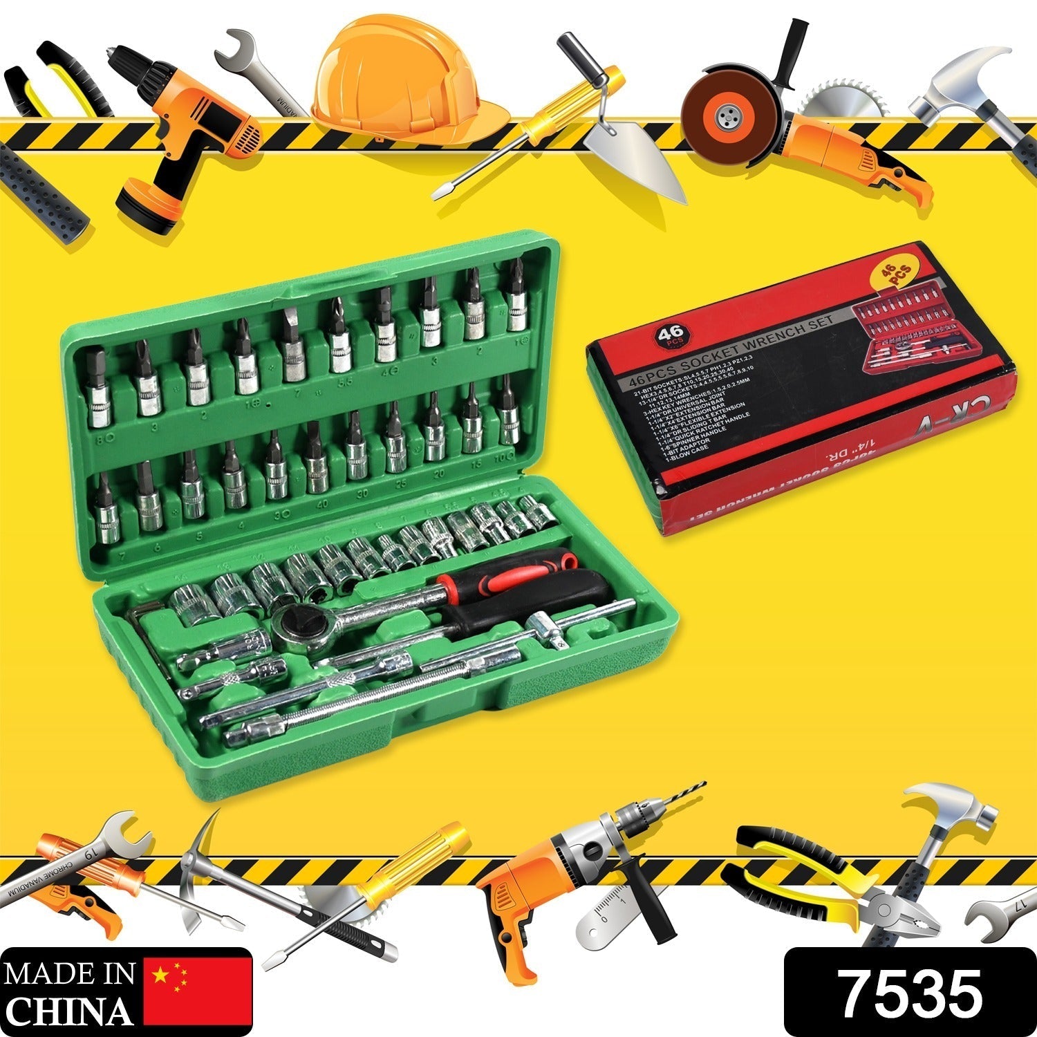 7535 Mechanic 46pc Tool Kit Set High Quality Tool Kit DeoDap