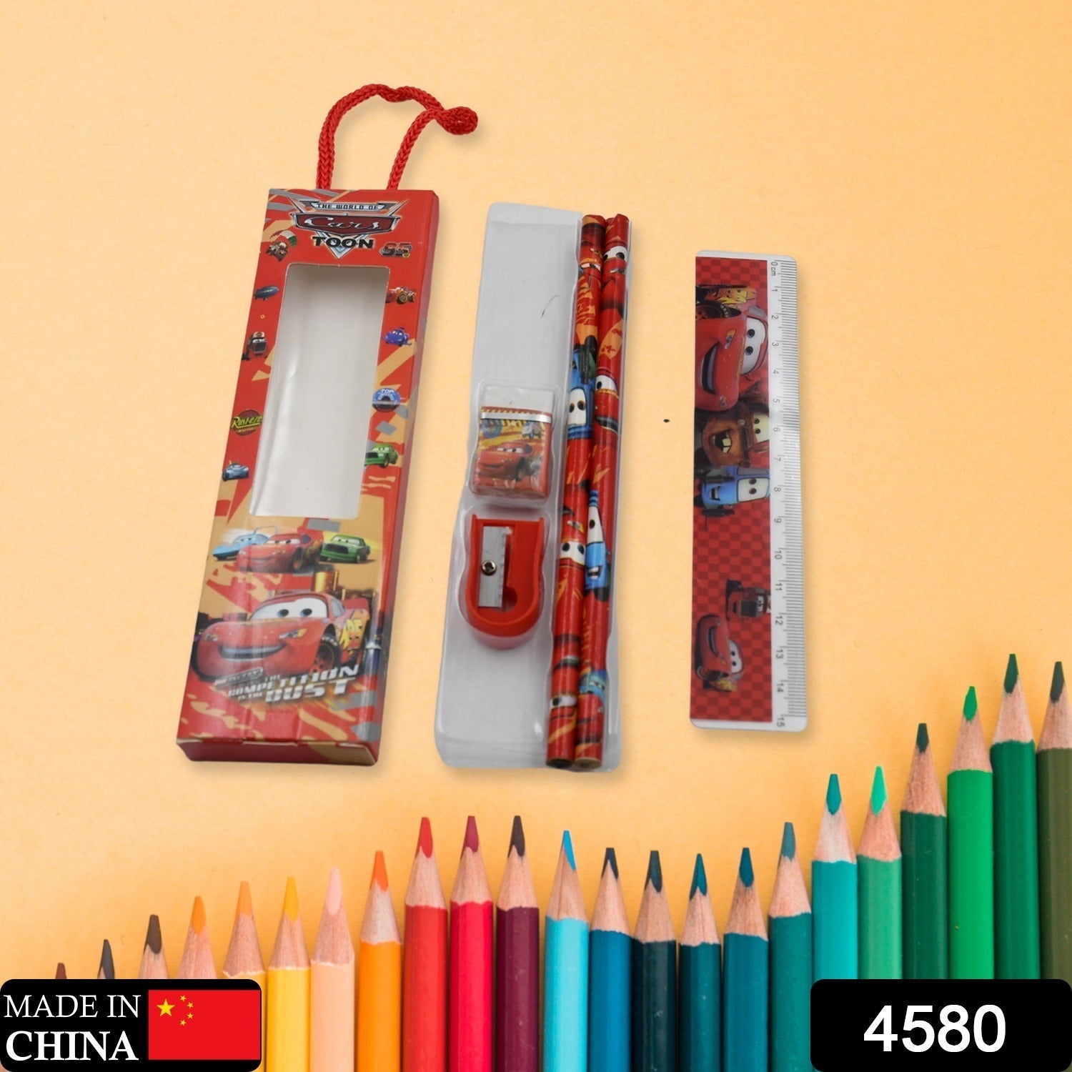 4580  Cartoon Wooden Pencil Set for Kids Boys Return Gifts Birthday Party Space Stationary Set Pencil Eraser Sharpener Combo Kit for Kids Boys Eshaan Traders